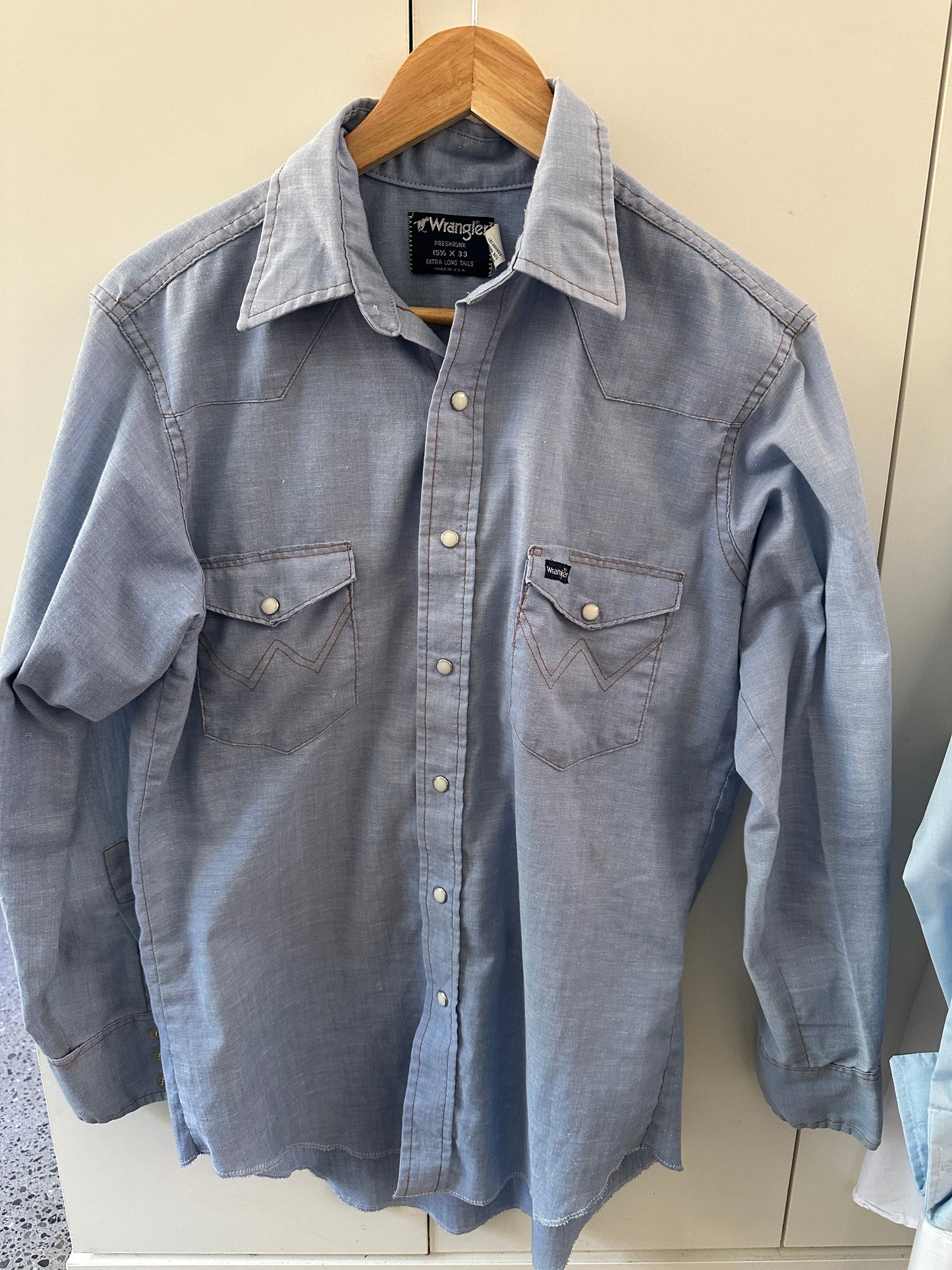 90's Wrangler Light Blue Snap Up Shirt