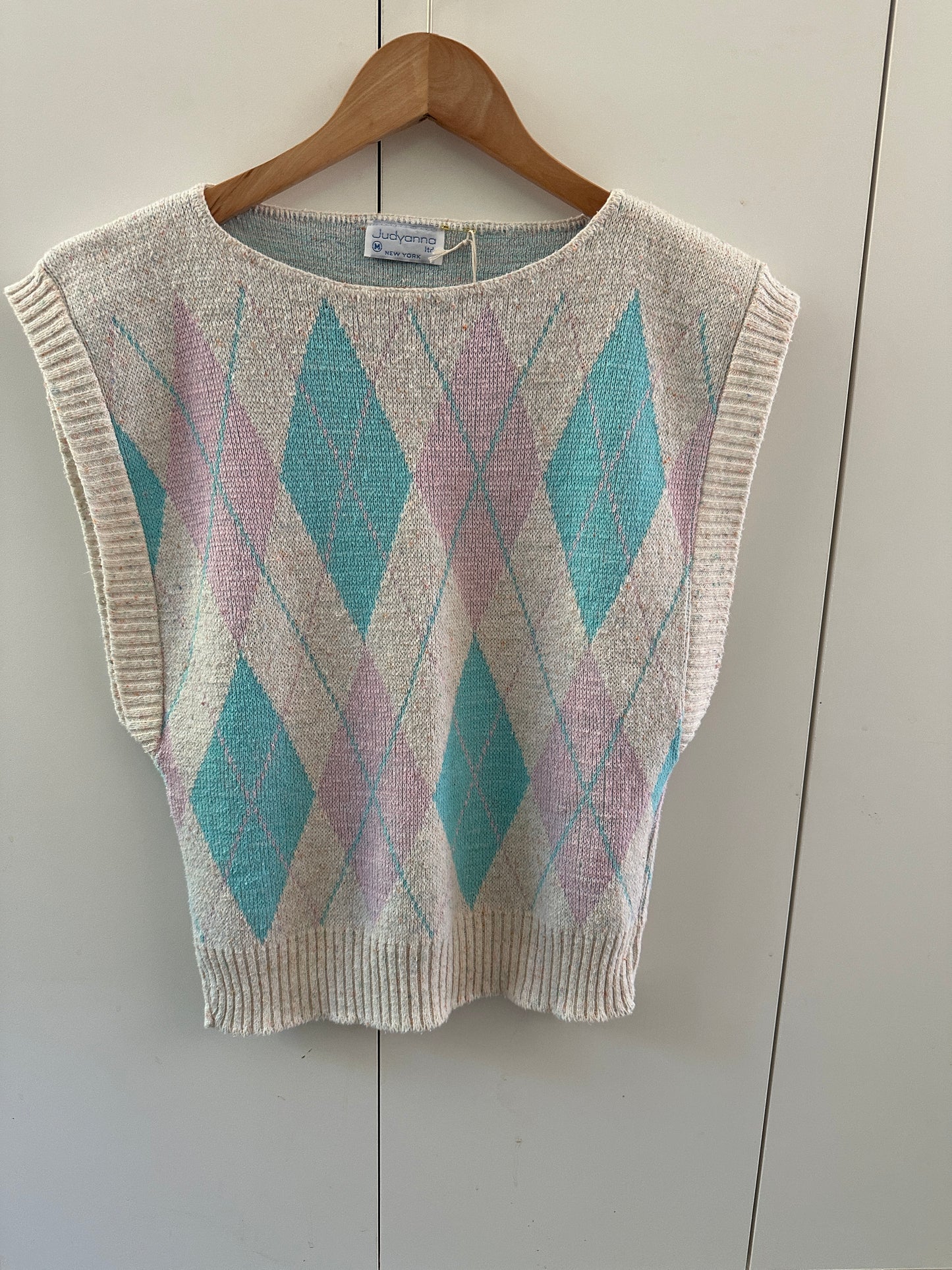 Judyanna Pastel Knit Argyle Vest