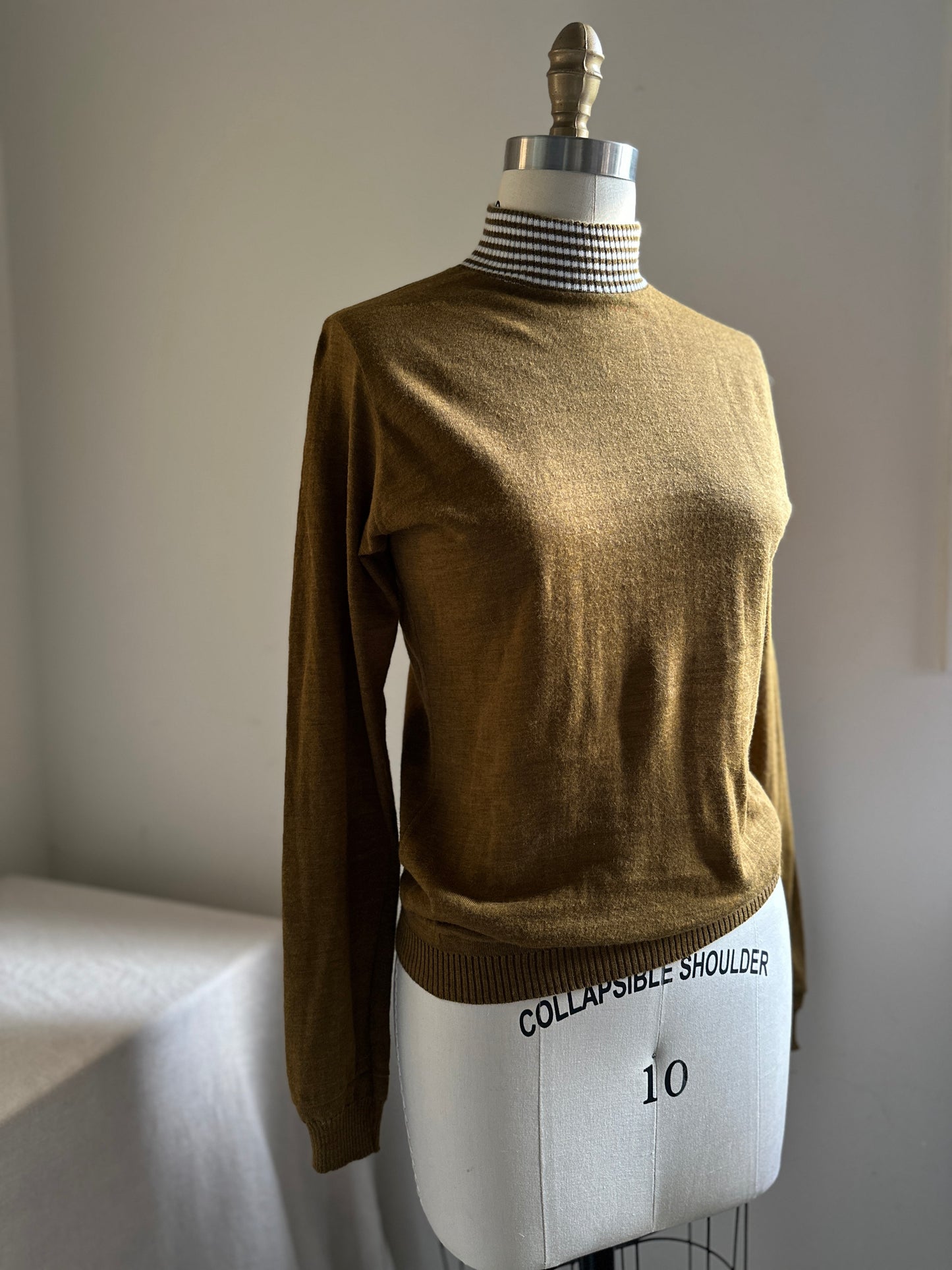Gulf Stream Brown Turtleneck With Striped Collar