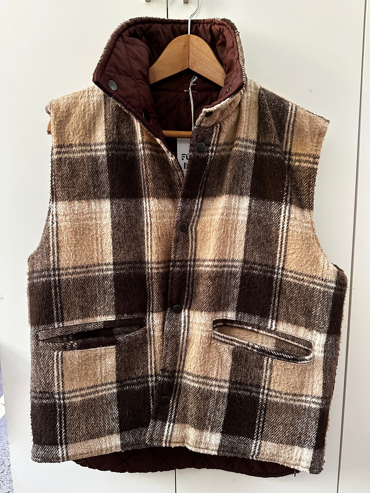 Brewster Brown Plaid Reversible Button Up Vest
