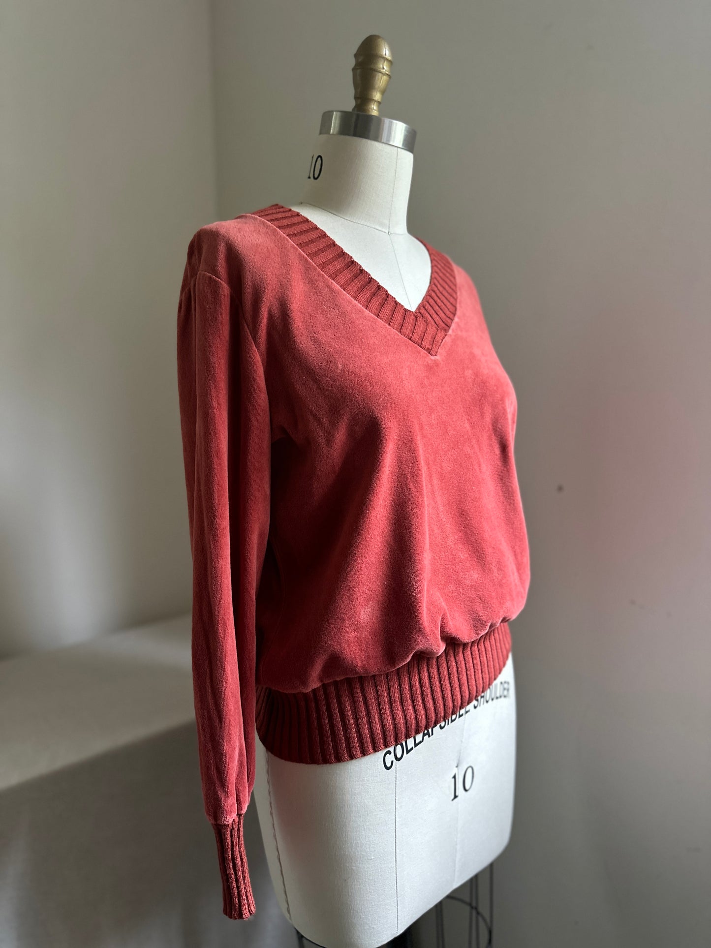 Sears Rust Velour V-Neck Sweater