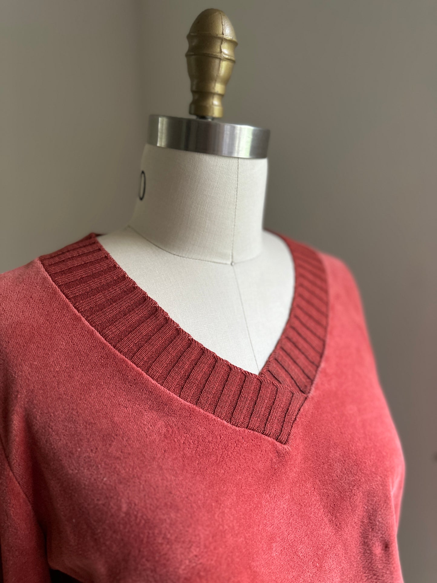 Sears Rust Velour V-Neck Sweater