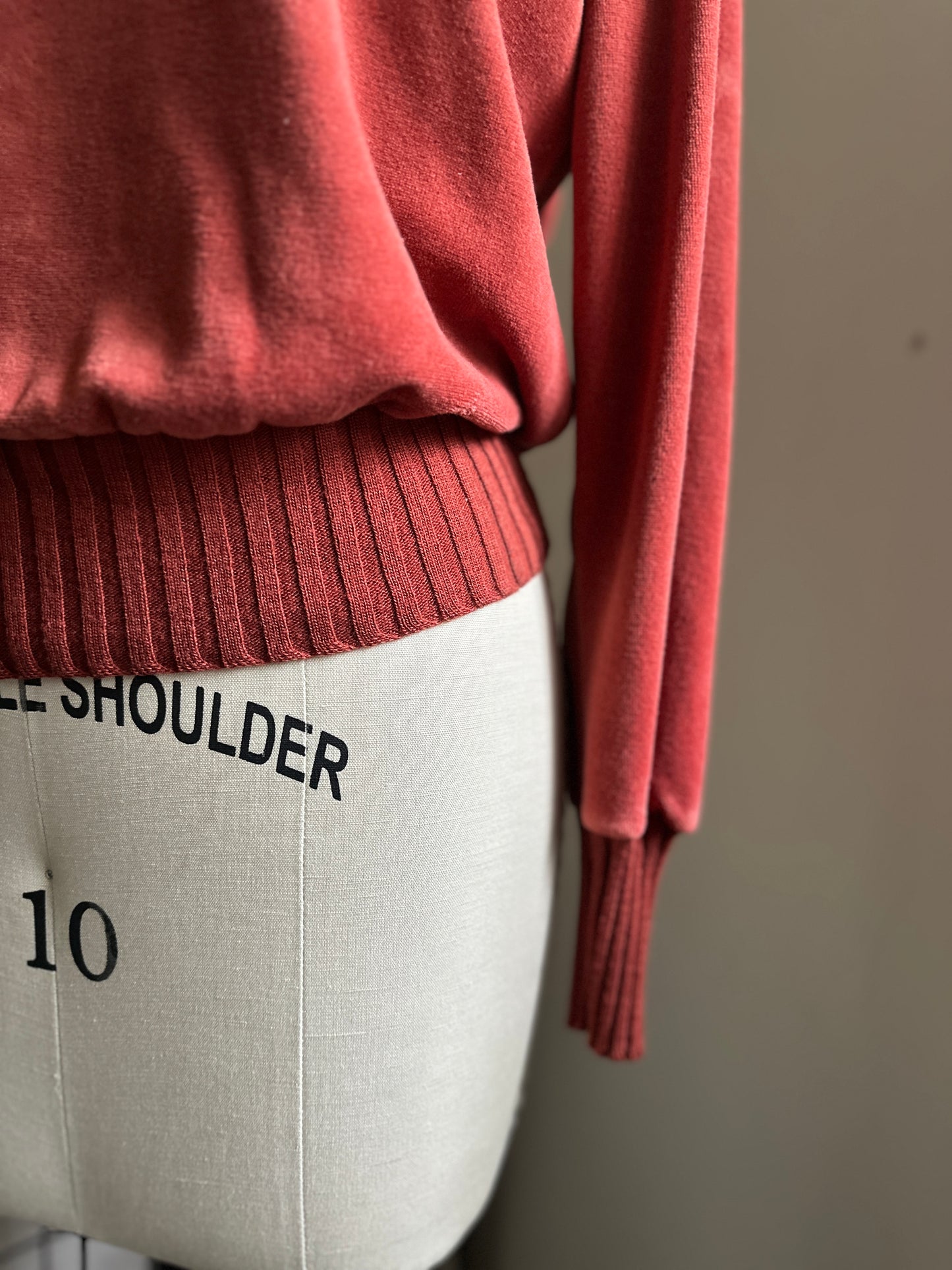 Sears Rust Velour V-Neck Sweater