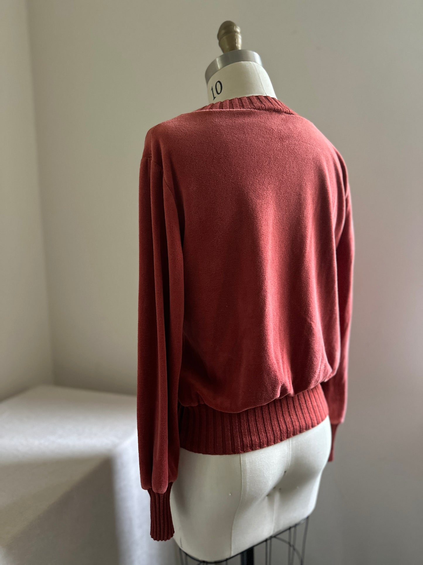 Sears Rust Velour V-Neck Sweater