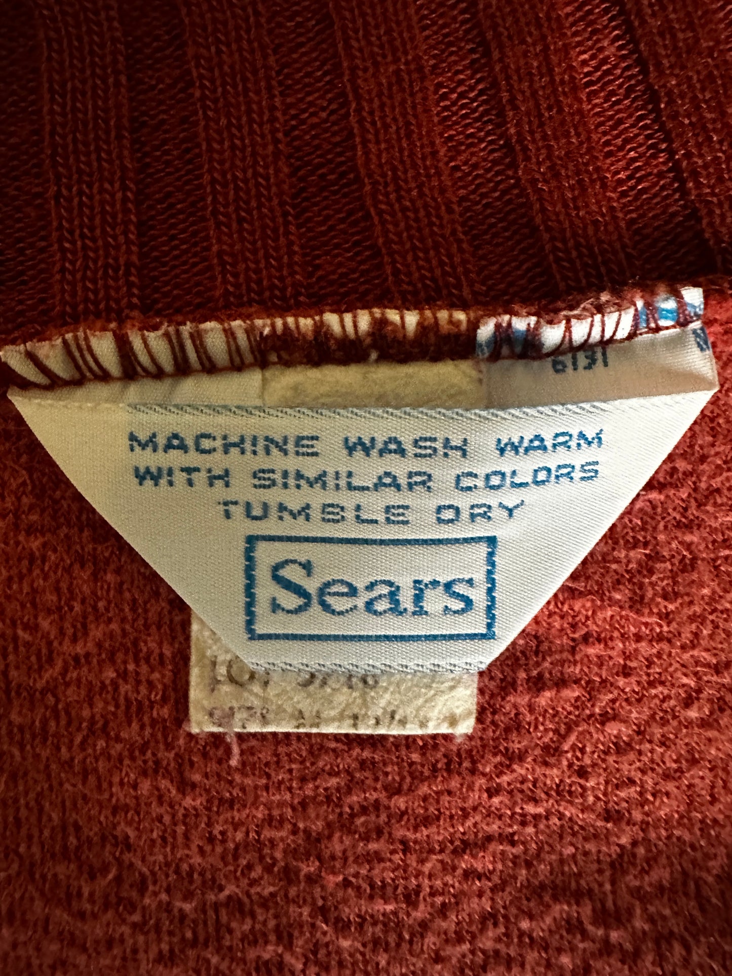 Sears Rust Velour V-Neck Sweater