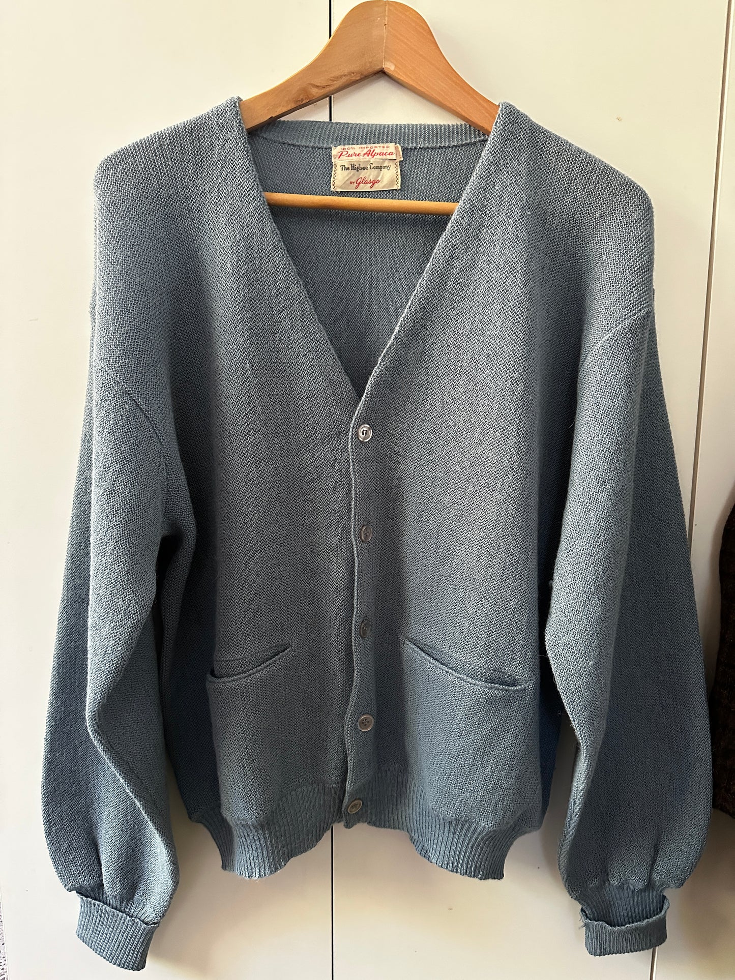 Glasgo 70's 100% Pure Alpaca Wool Blue Cardigan