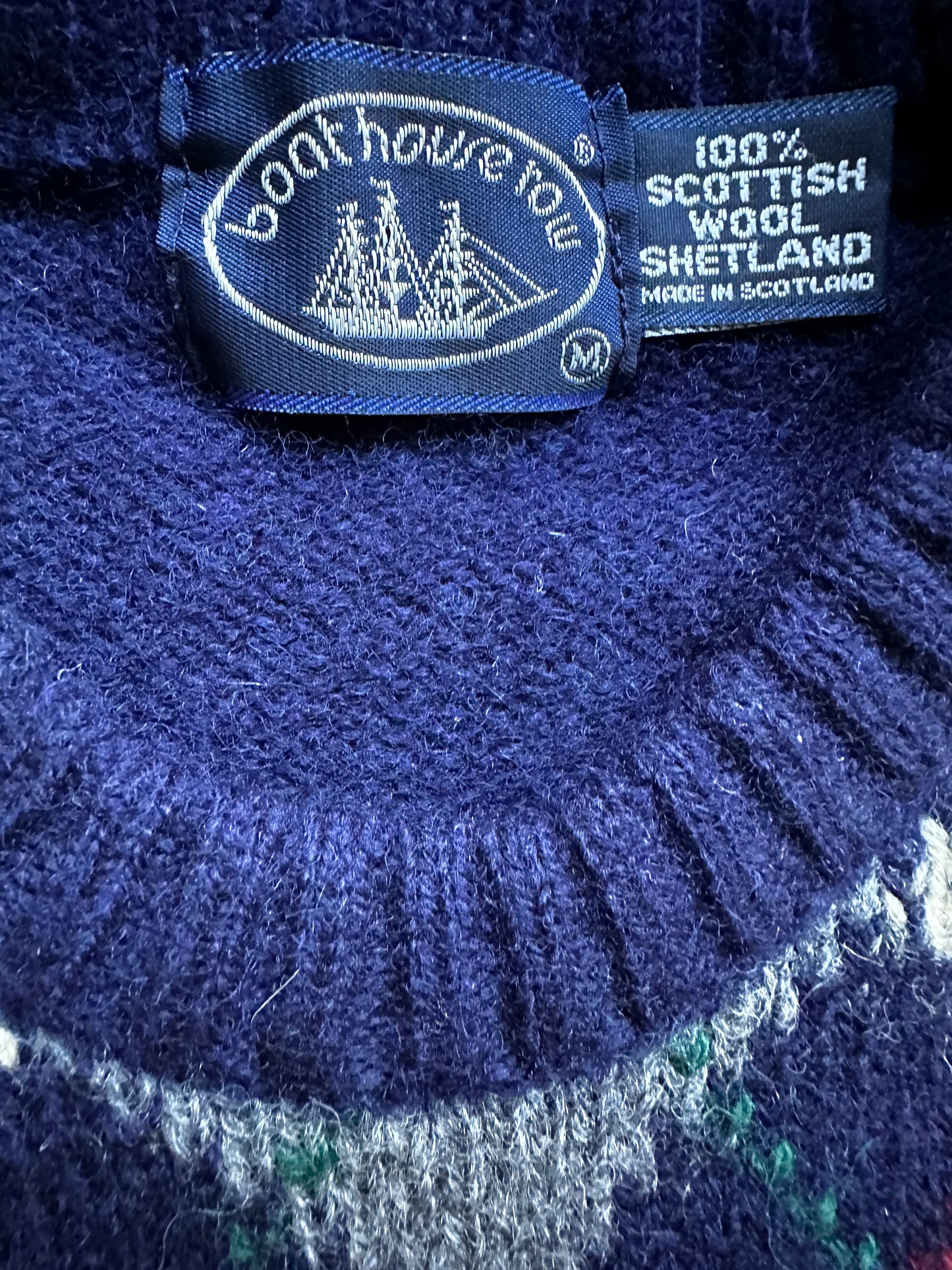 Boathouse Navy Blue Aryle Shetland Wool Sweater