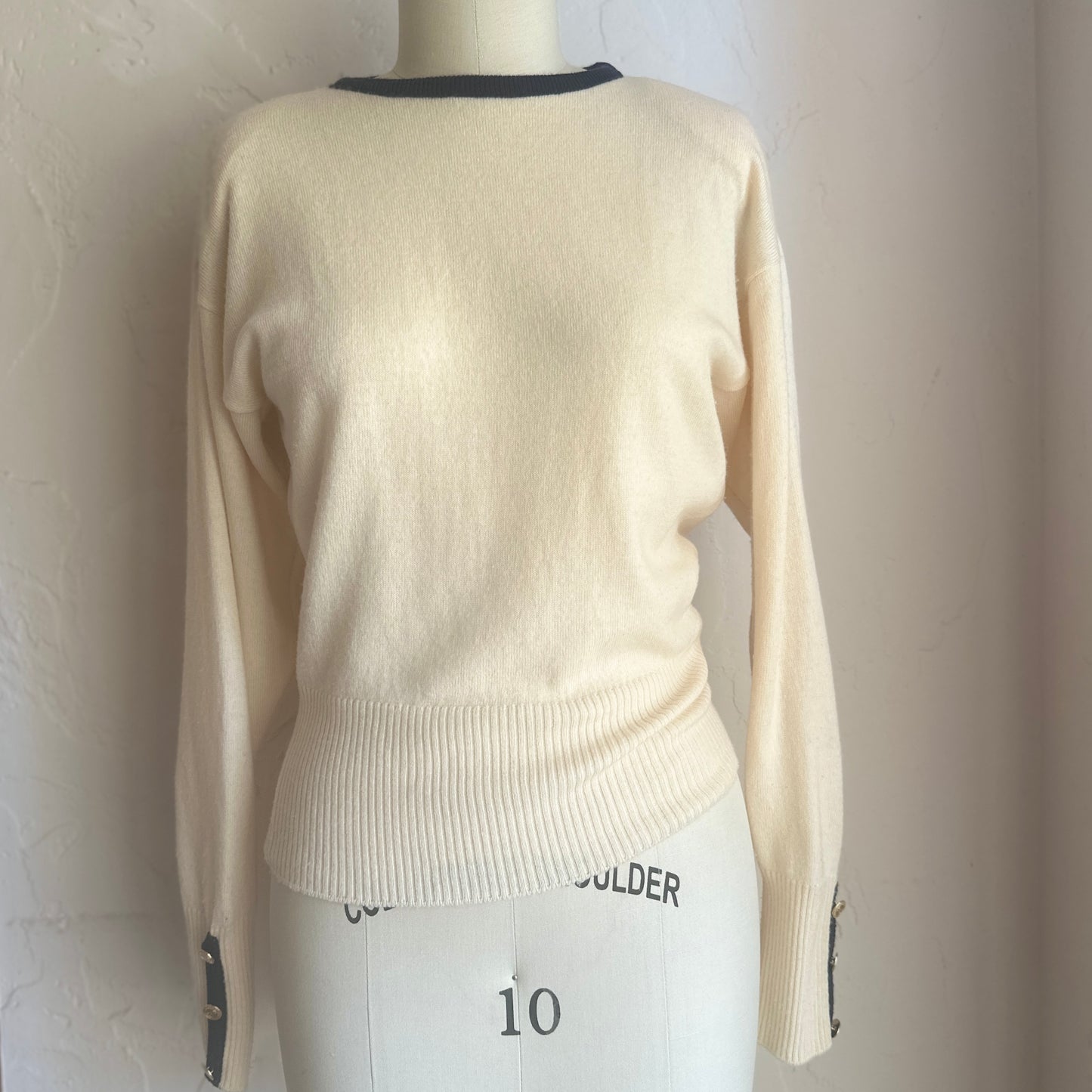 Pendleton Cream/Navy Wool Crewneck Sweater