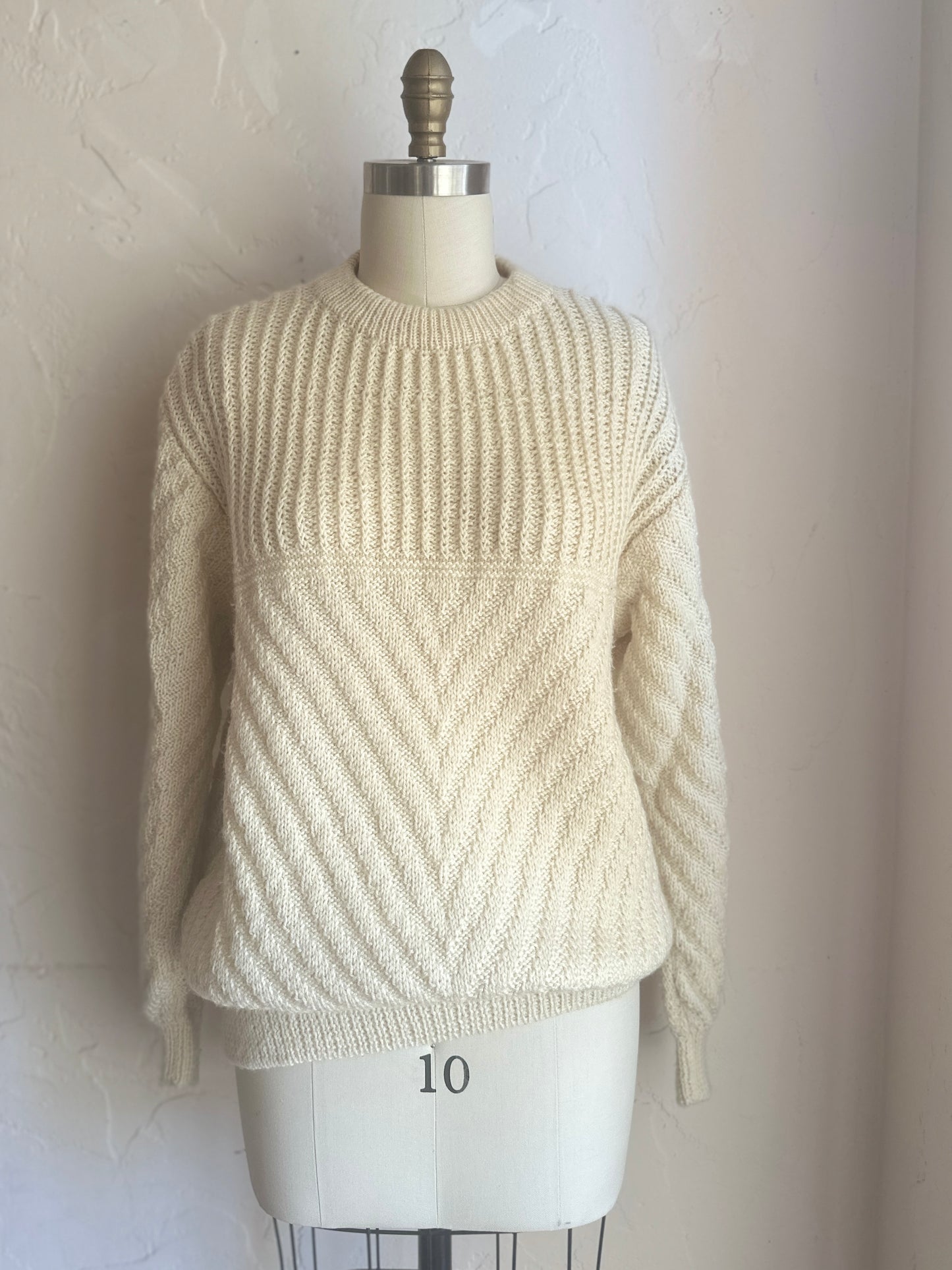 Cream Hand Knit Chunky Wool Sweater