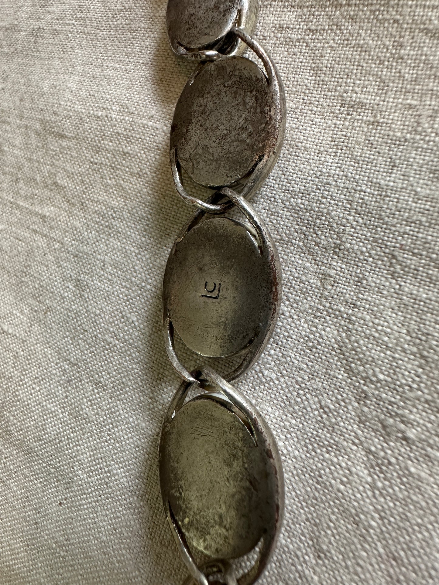 Silver and White Enamel Necklace