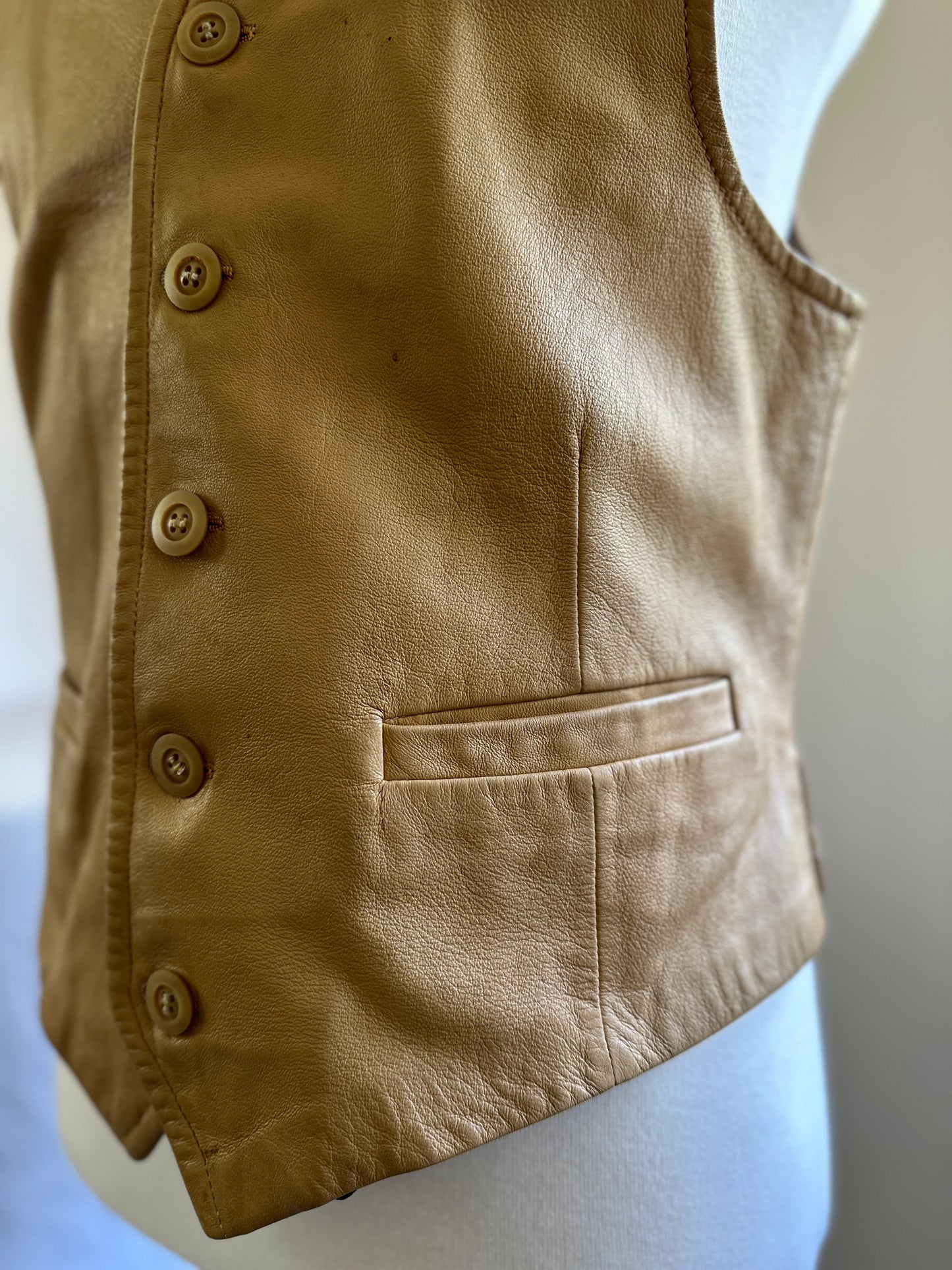 Classic Leather Vest with Buttons