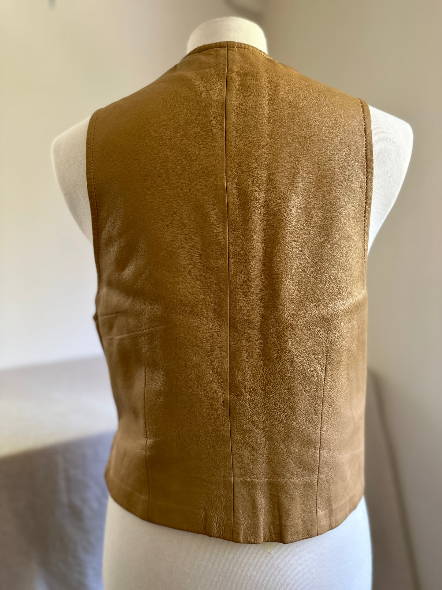 Classic Leather Vest with Buttons