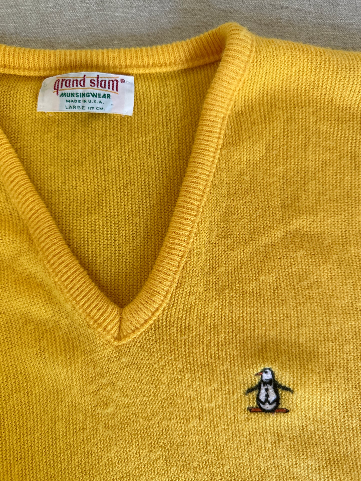 Penguin Grand Slam Yellow V-Neck Sweater