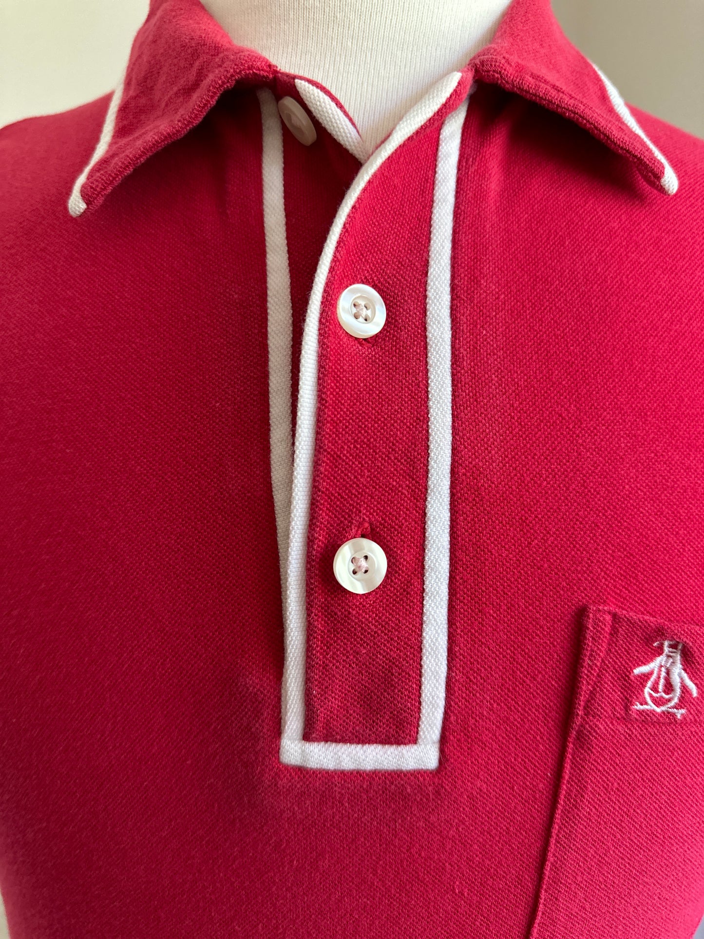 Penguin Red Polo With White Trim