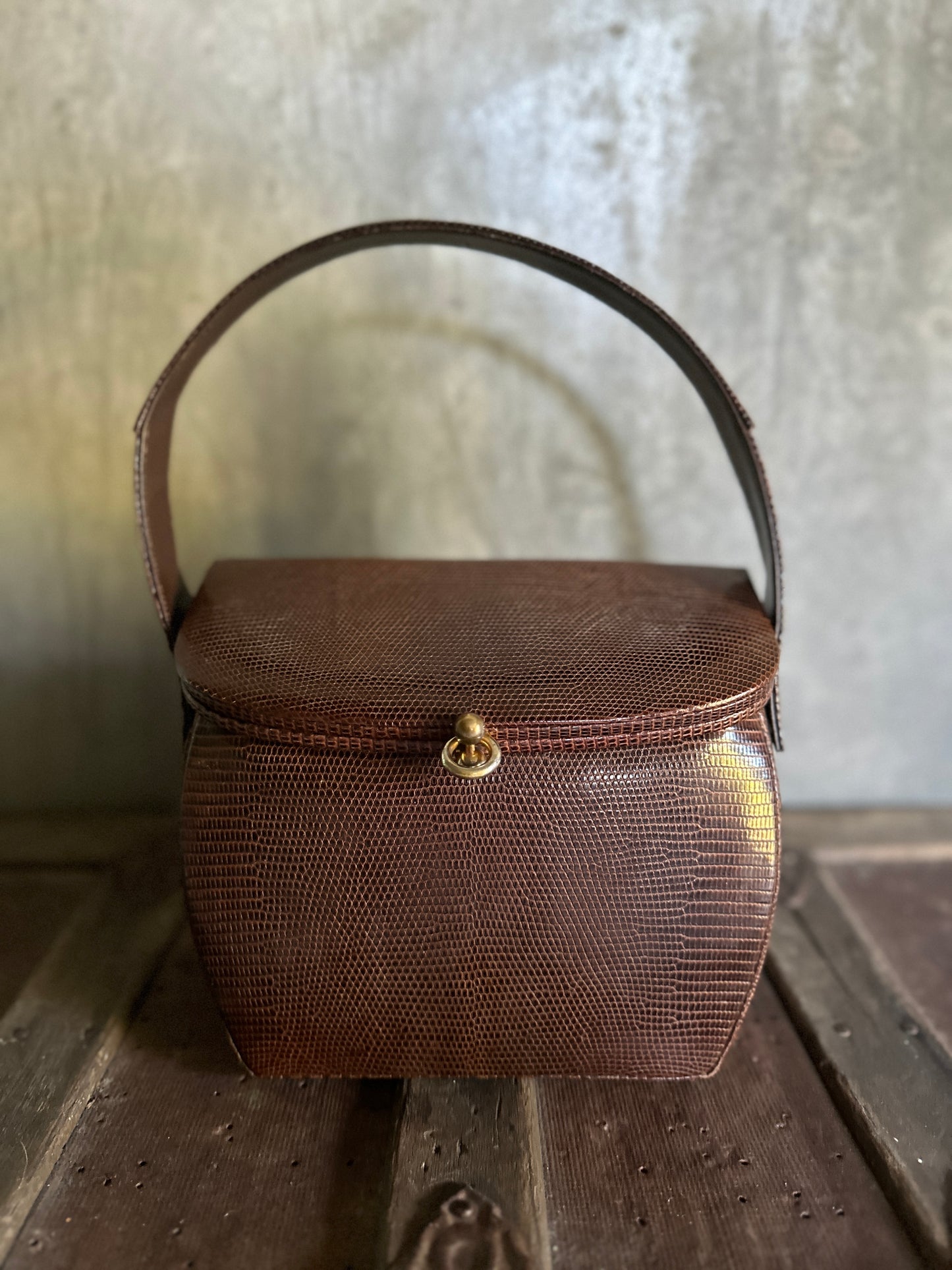 Small Brown Leather Handbag Textured
