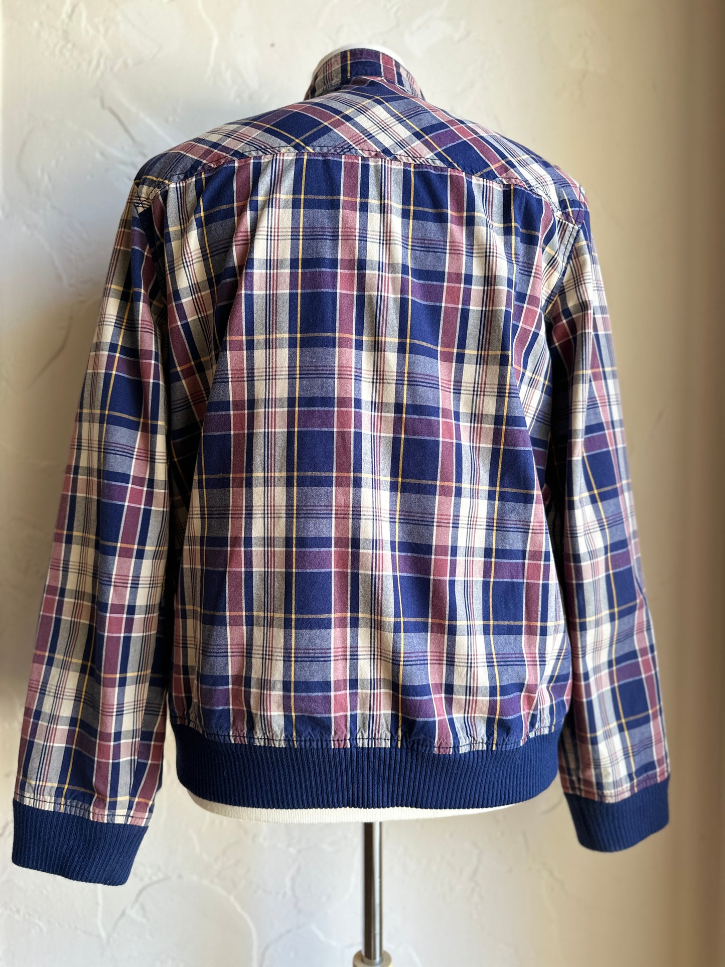 Zip Up and Button Plaid Bomber