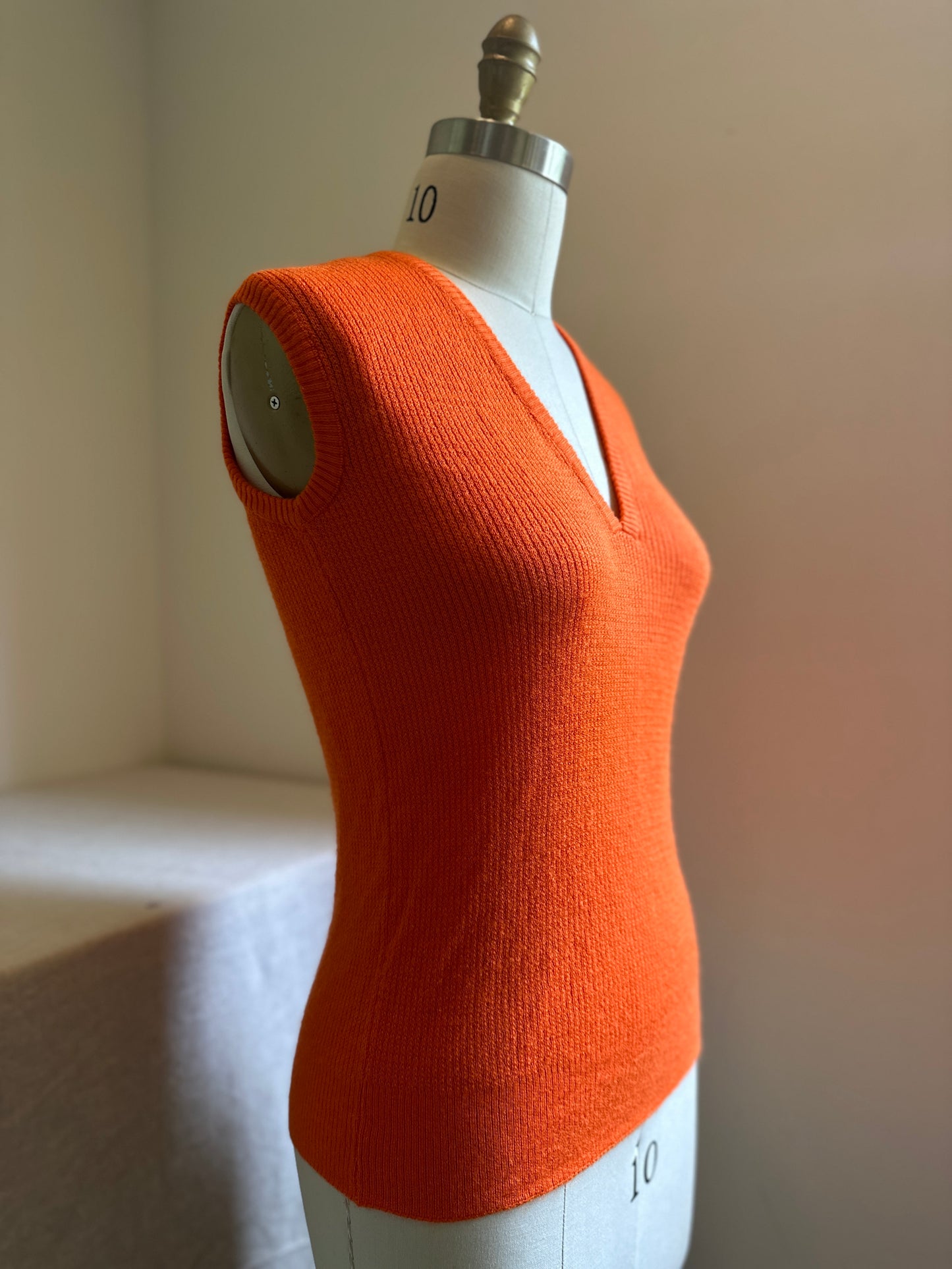 Low Cut Orange Ribbed Vest
