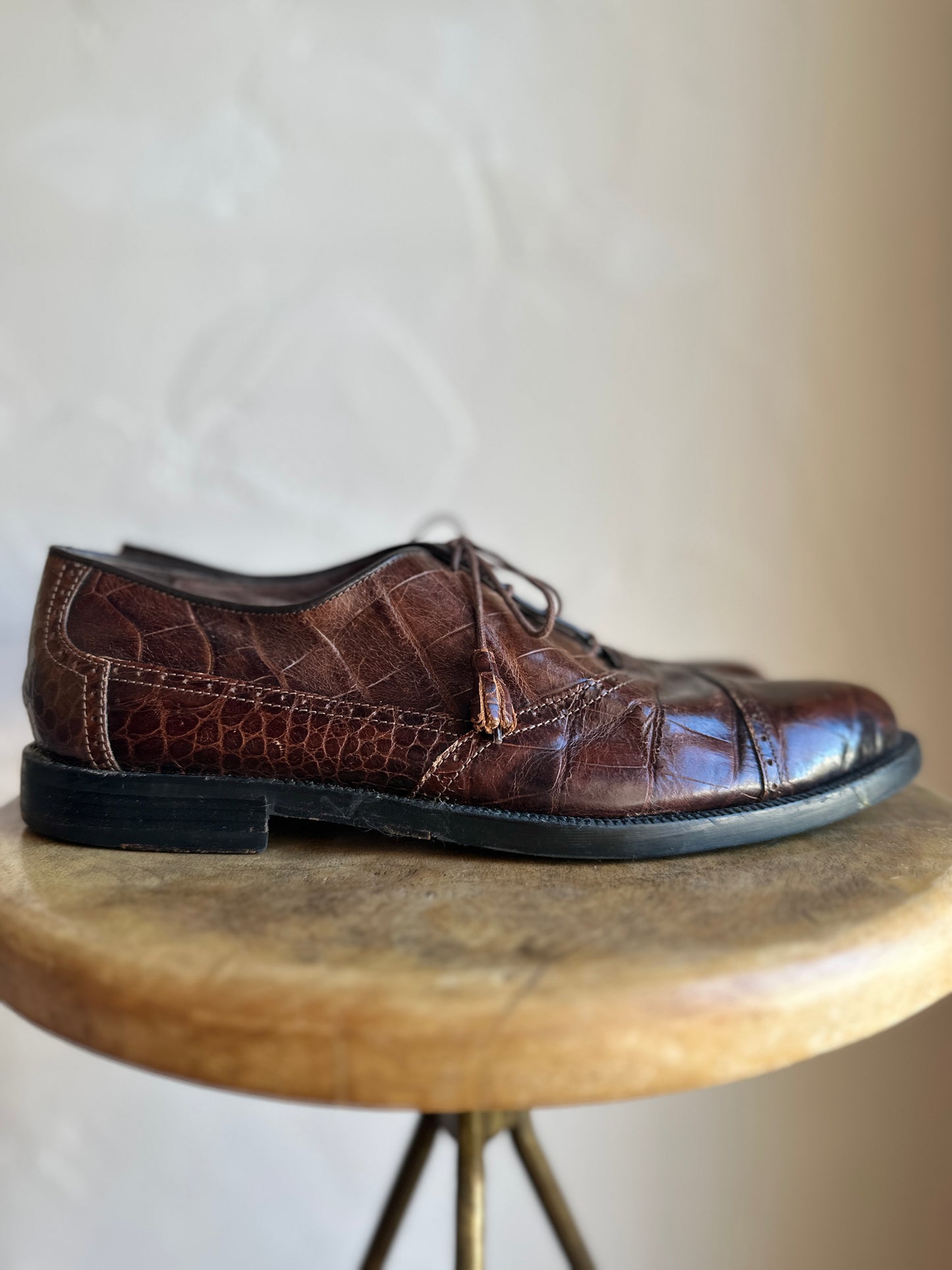 San Remo Dark Brown Crocodile Oxford with Tassels