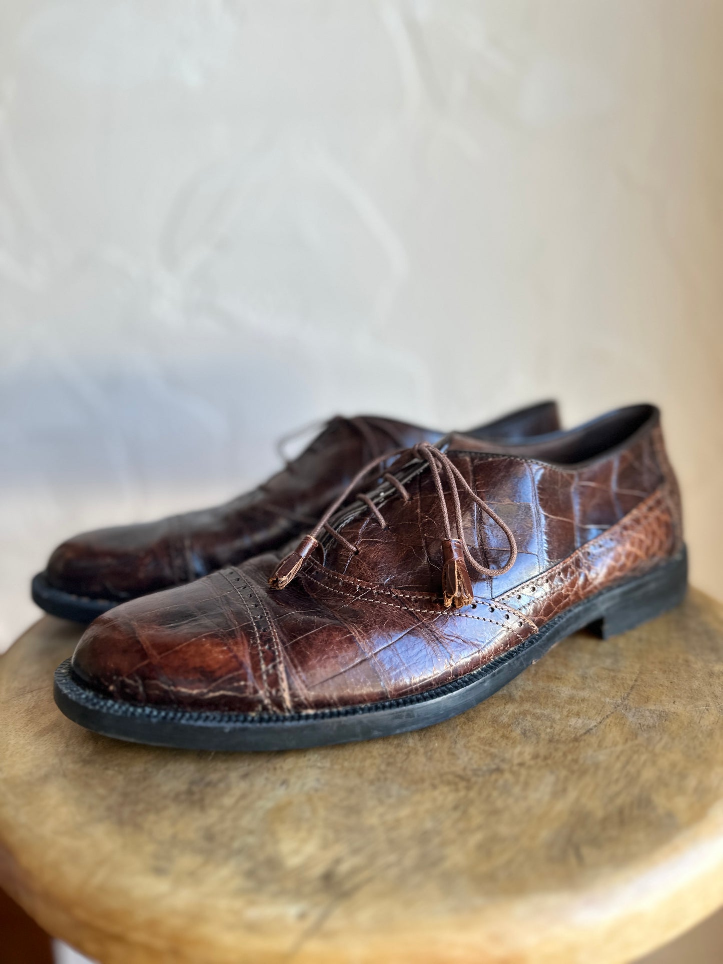 San Remo Dark Brown Crocodile Oxford with Tassels
