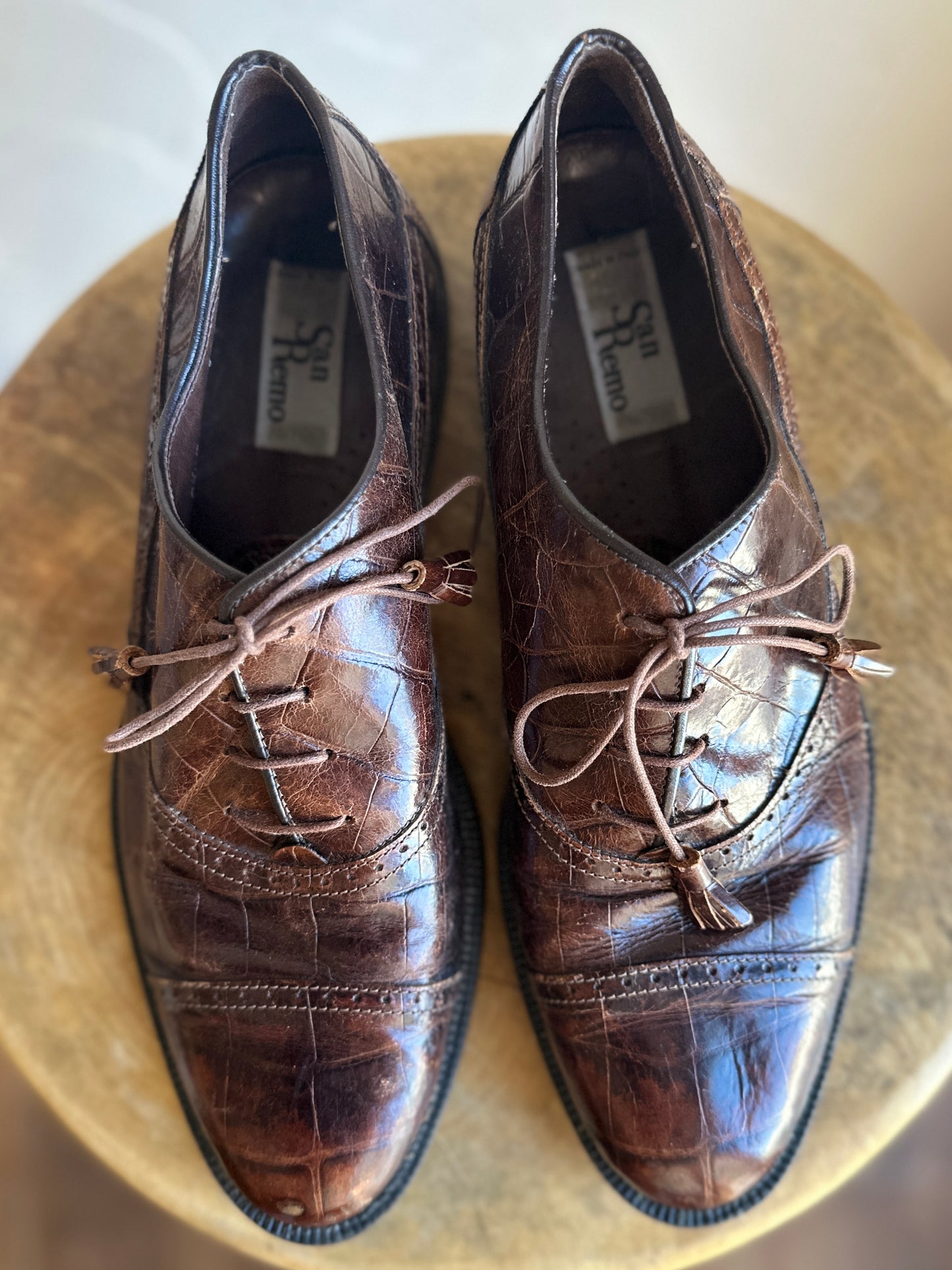 San Remo Dark Brown Crocodile Oxford with Tassels