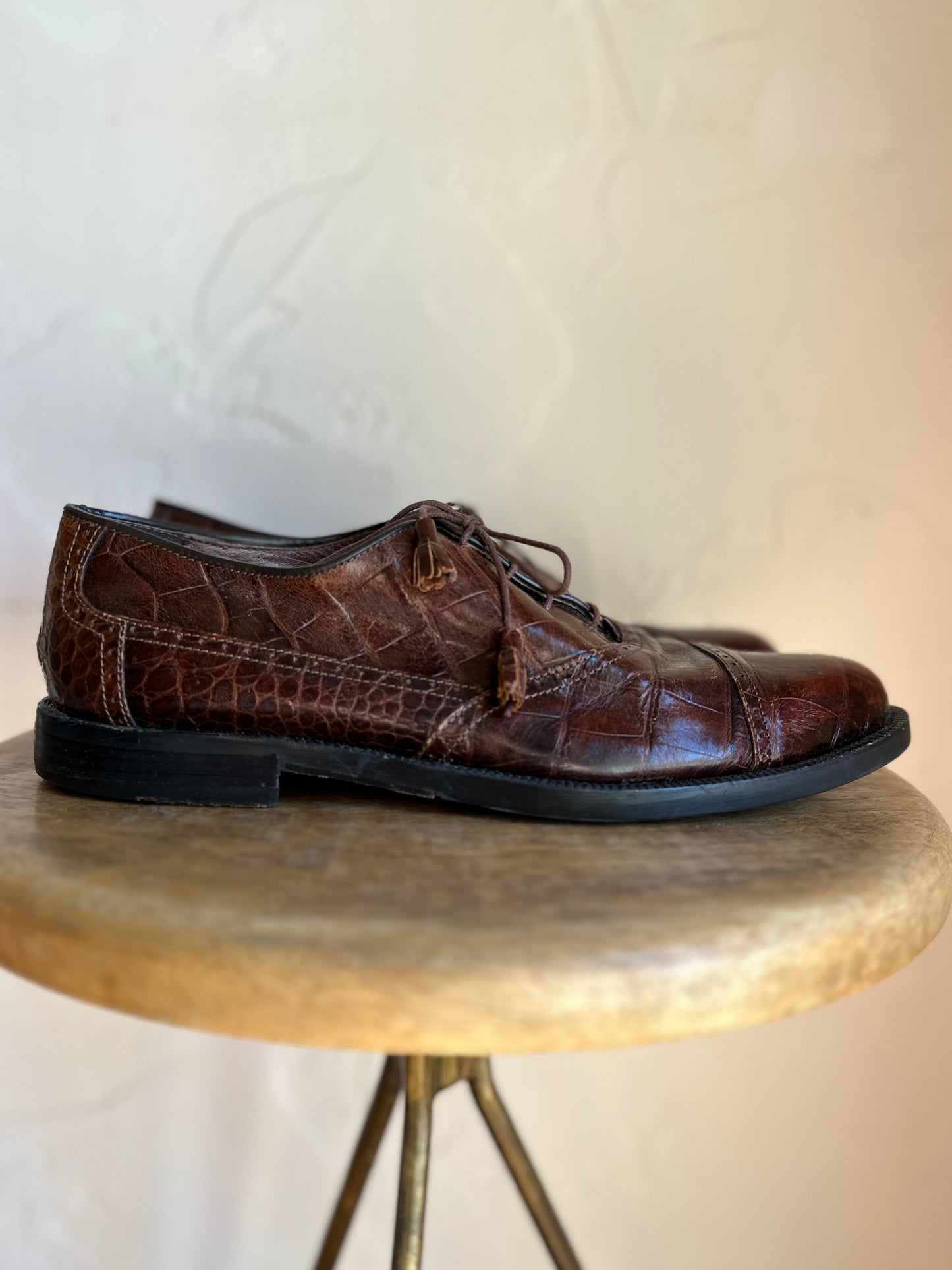 San Remo Dark Brown Crocodile Oxford with Tassels