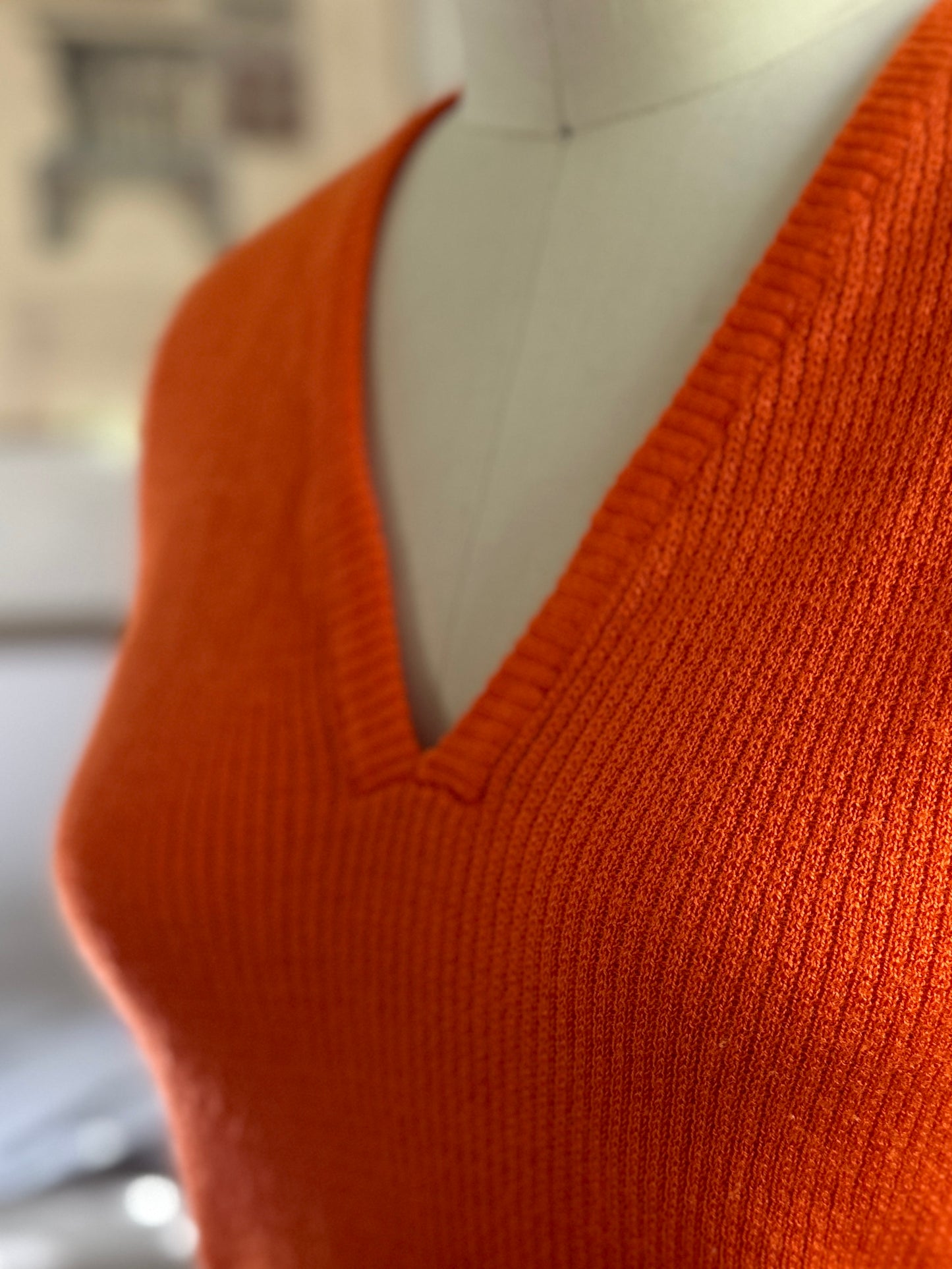 Low Cut Orange Ribbed Vest