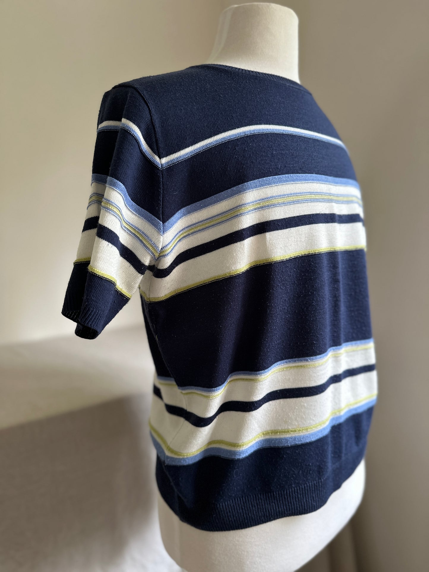 Striped Crewneck Short Sleeve Sweater