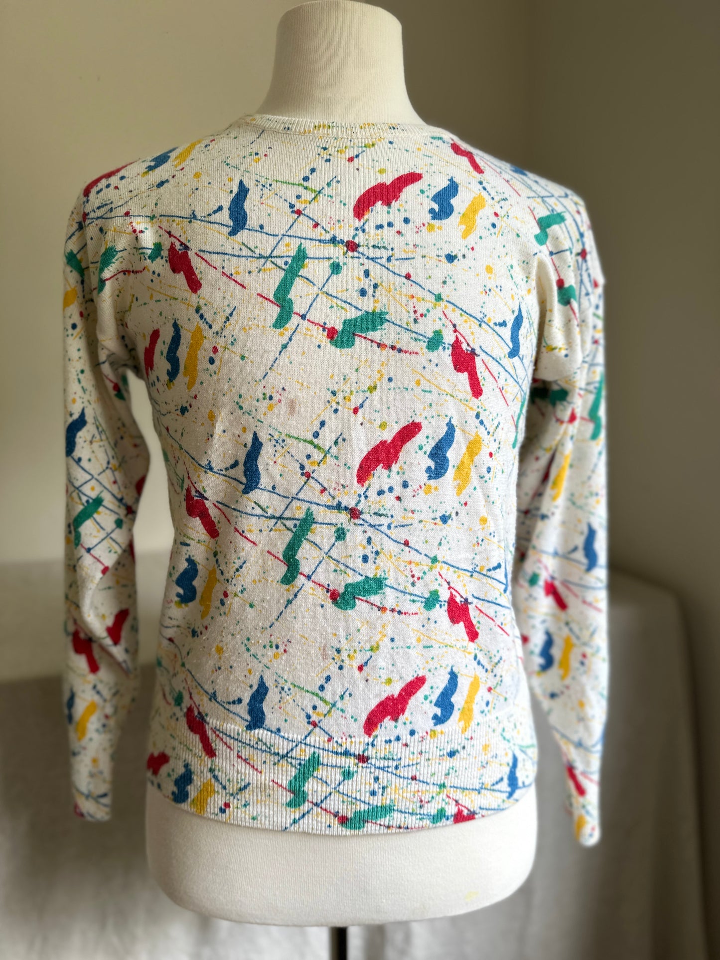 Splatter Paint Print Crewneck Sweater