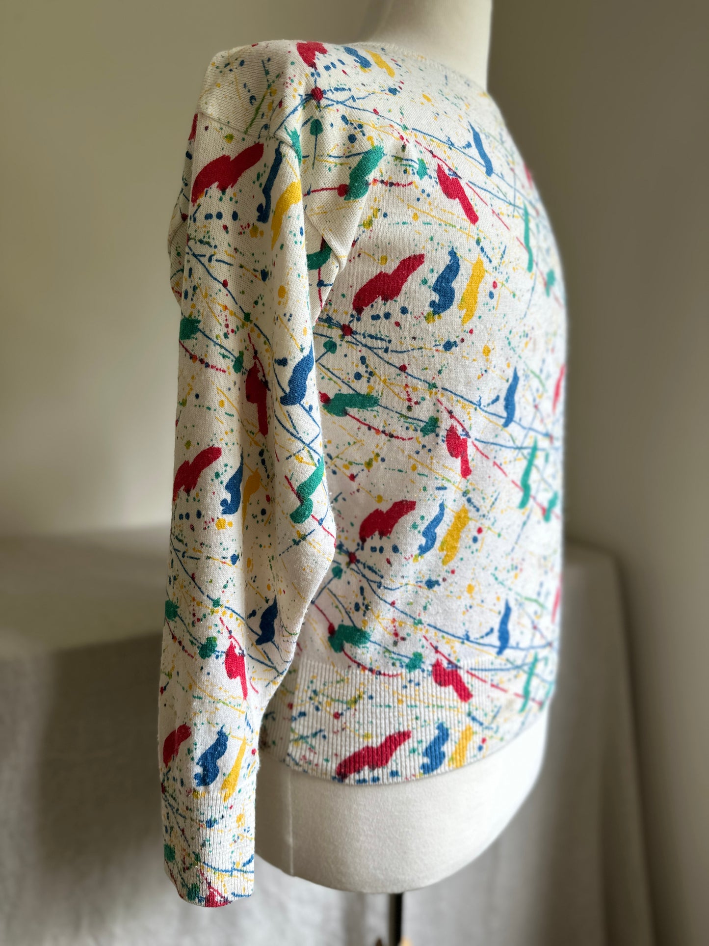 Splatter Paint Print Crewneck Sweater