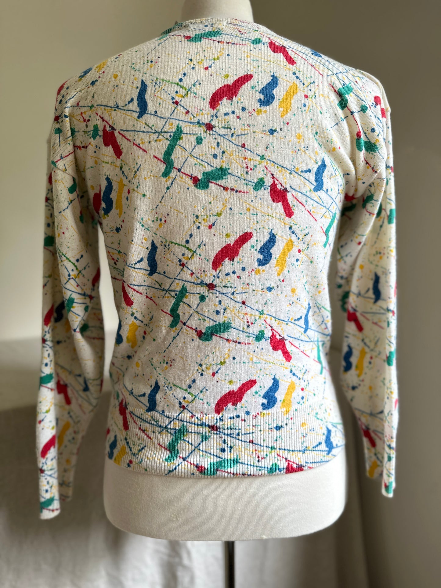 Splatter Paint Print Crewneck Sweater