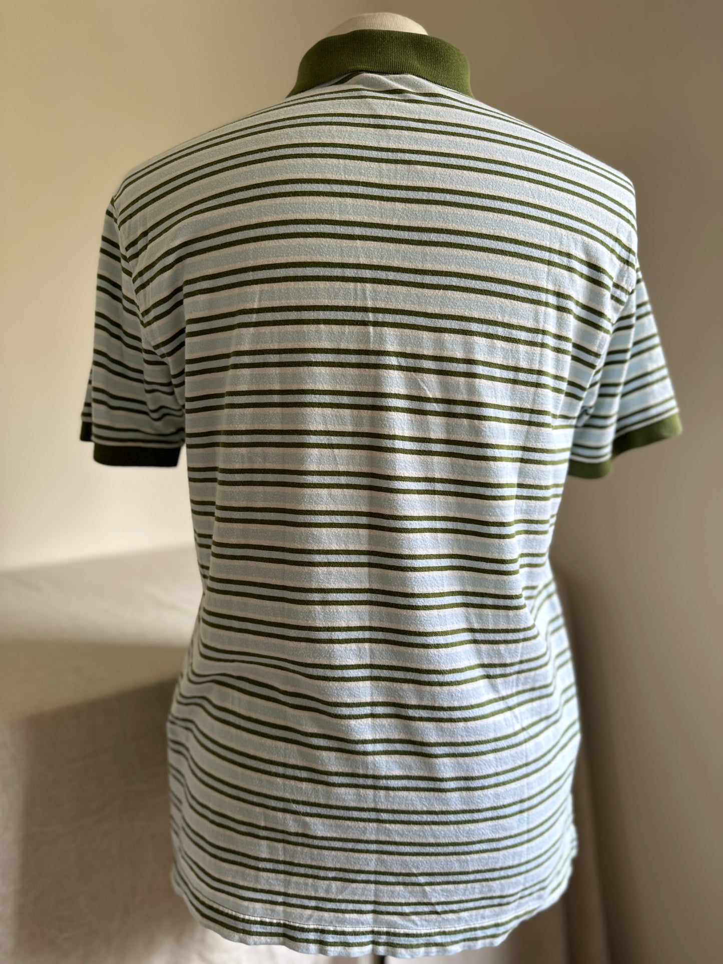 Penguin Olive Green & Baby Blue Striped Polo