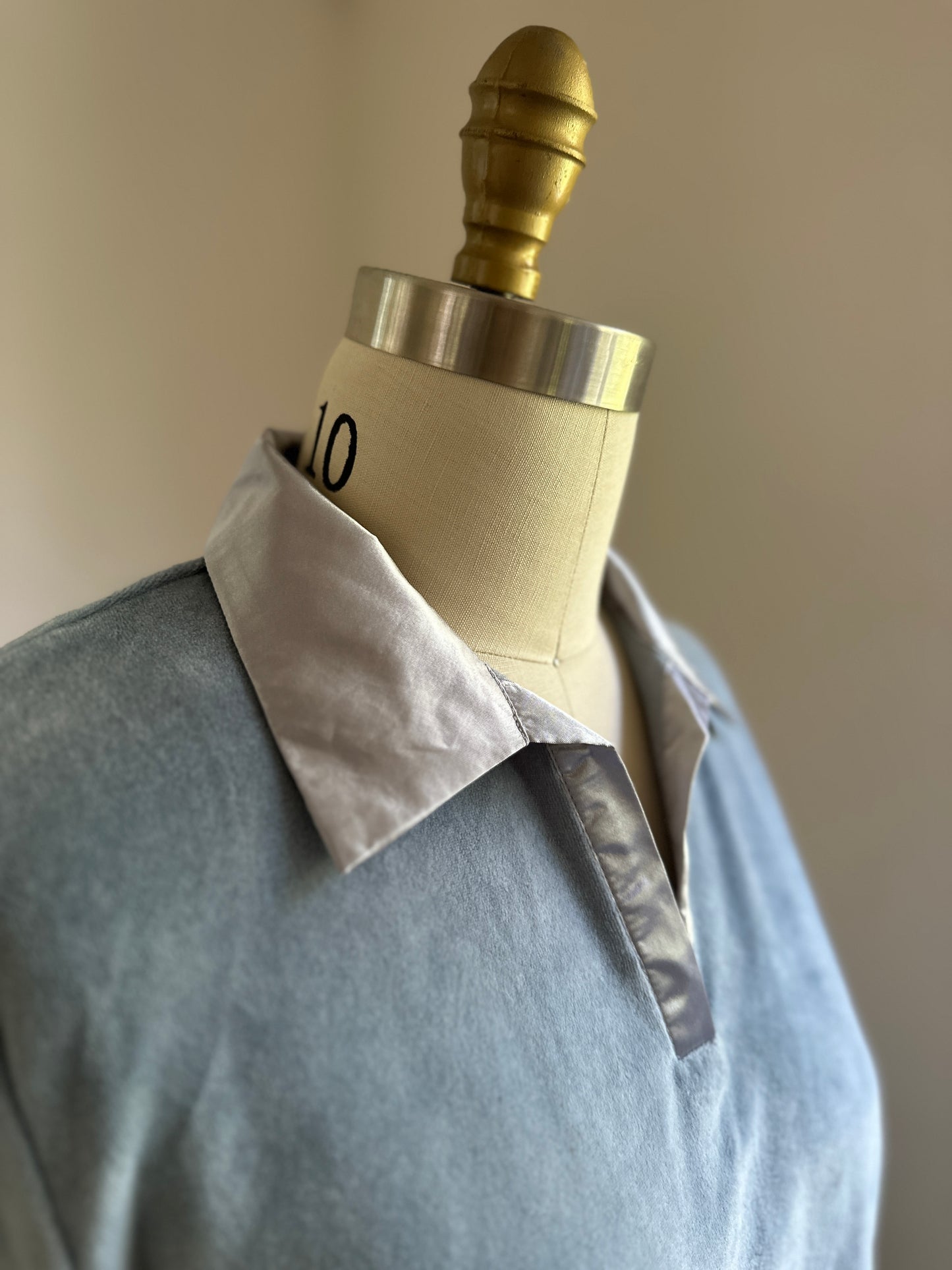 Powder Blue Velour Long Sleeve Shirt