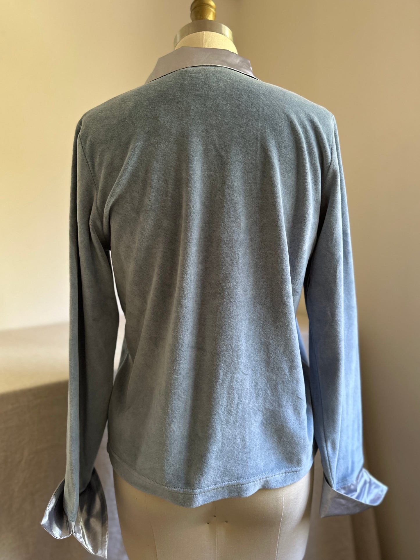 Powder Blue Velour Long Sleeve Shirt
