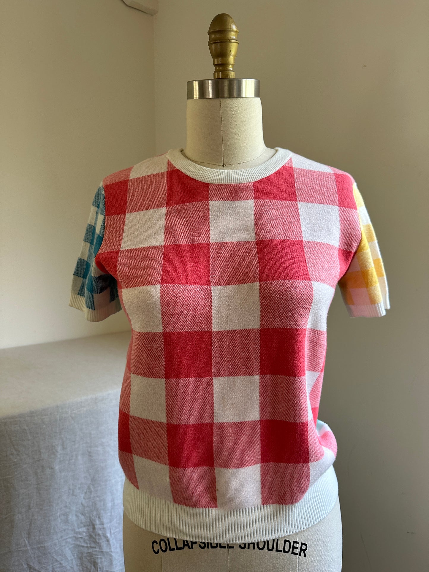 Checkered Knit Short Sleeve Delight