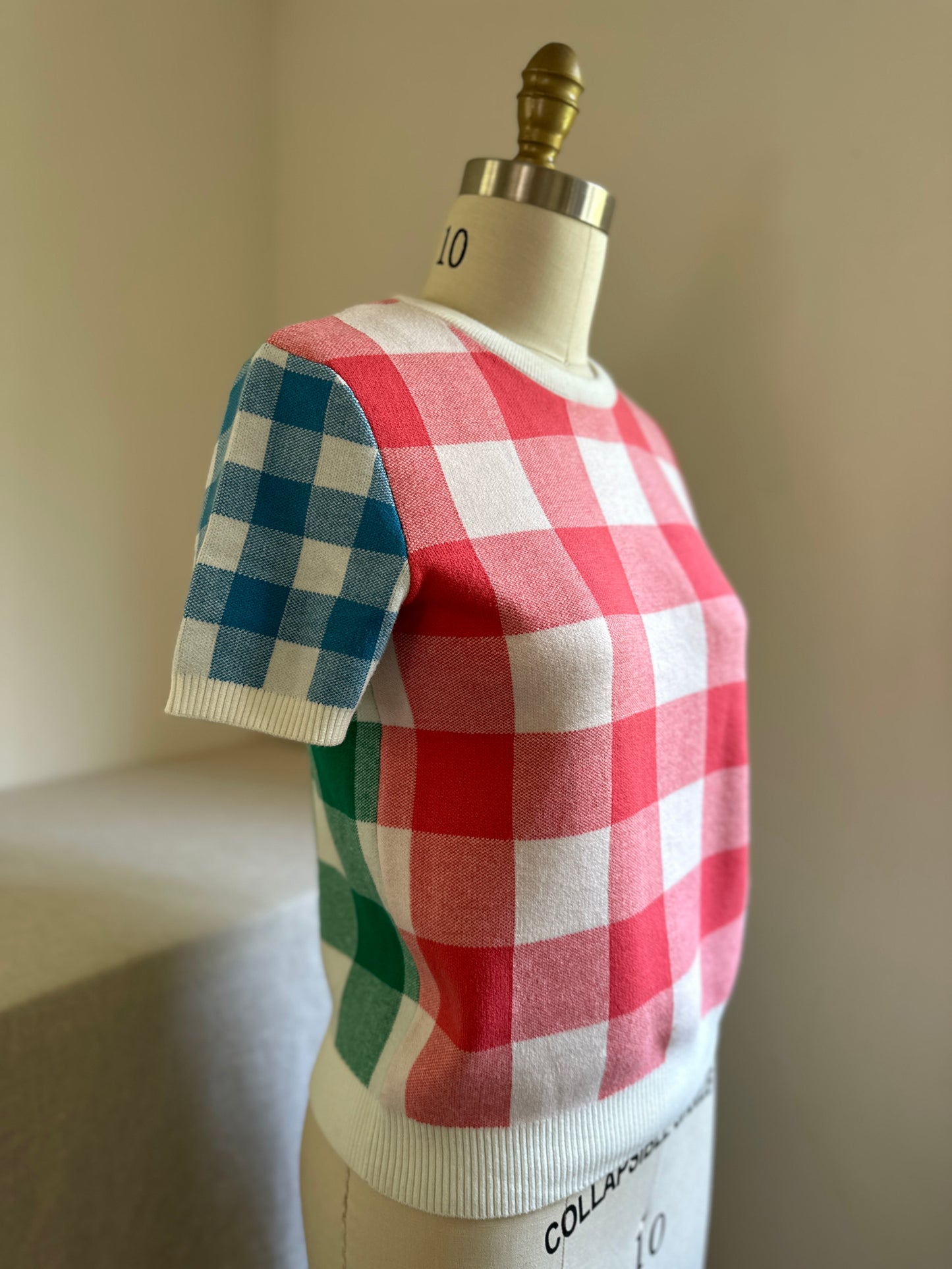 Checkered Knit Short Sleeve Delight
