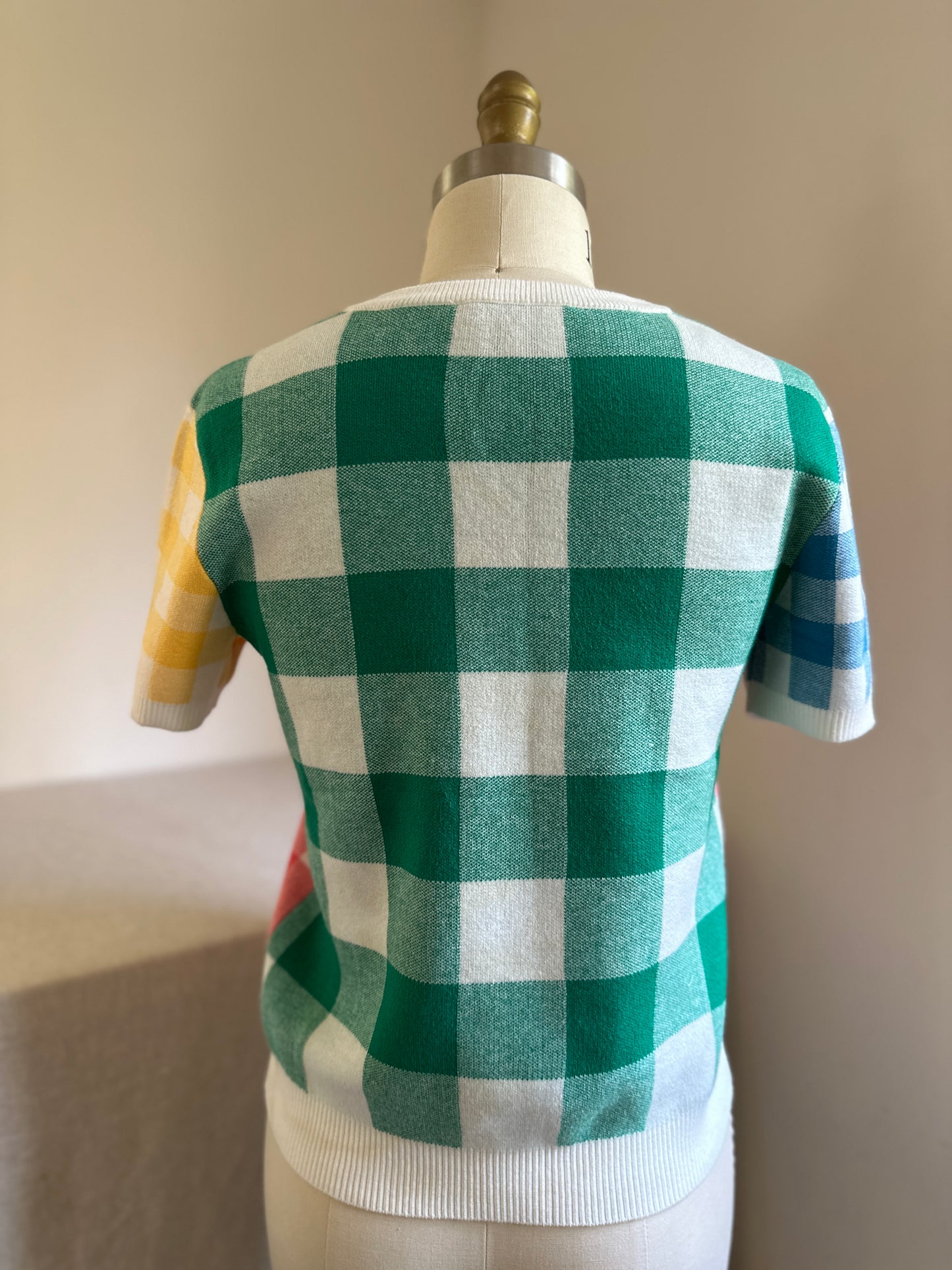 Checkered Knit Short Sleeve Delight