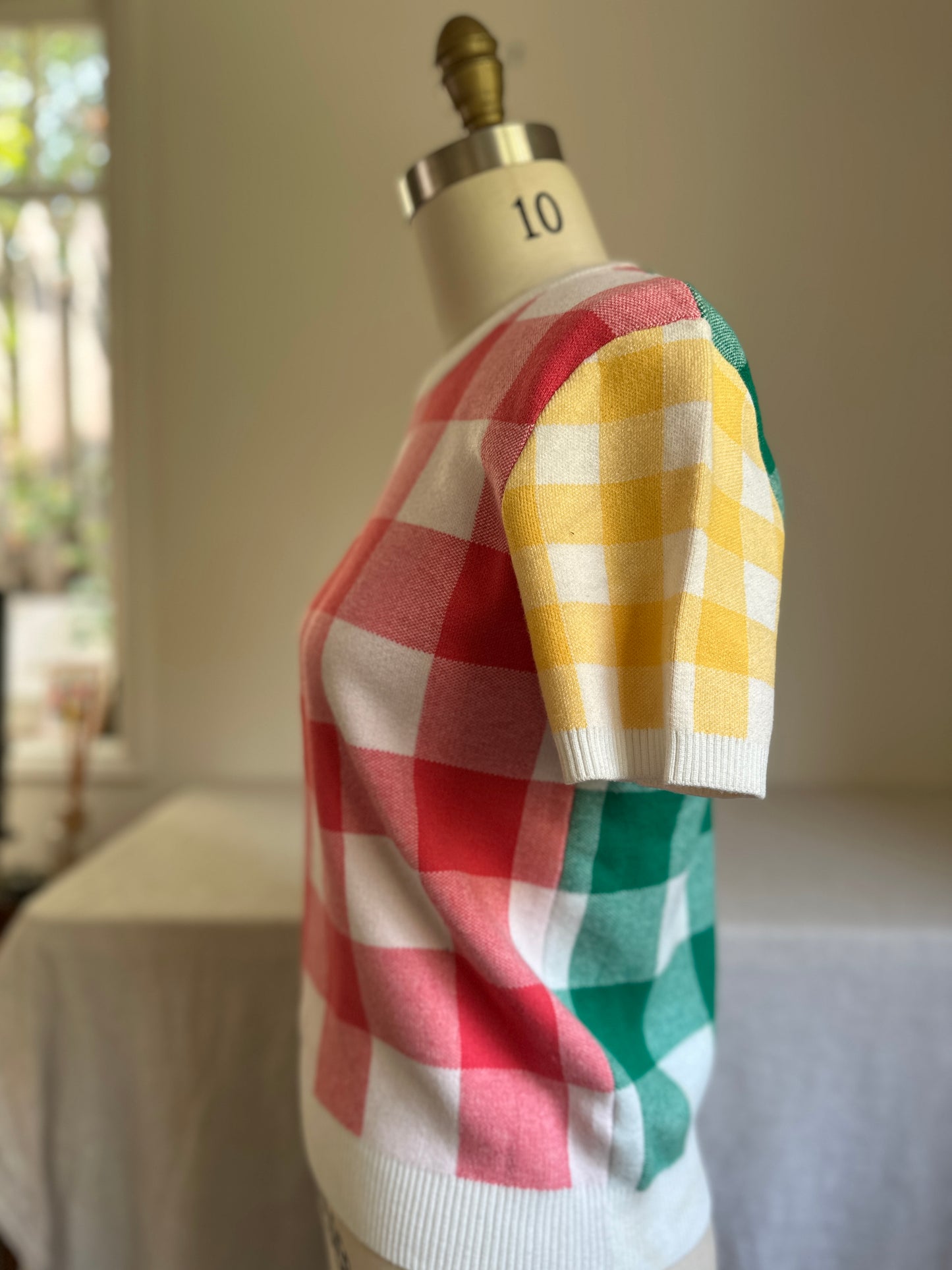 Checkered Knit Short Sleeve Delight