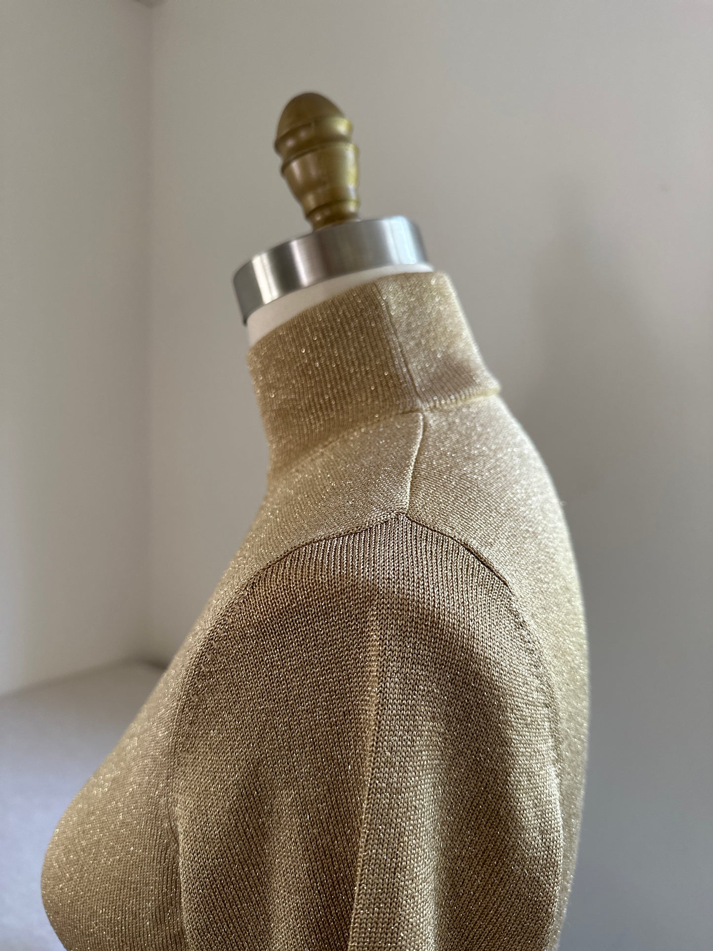 Gold Mock Turtleneck Three-Quarter Sleeve