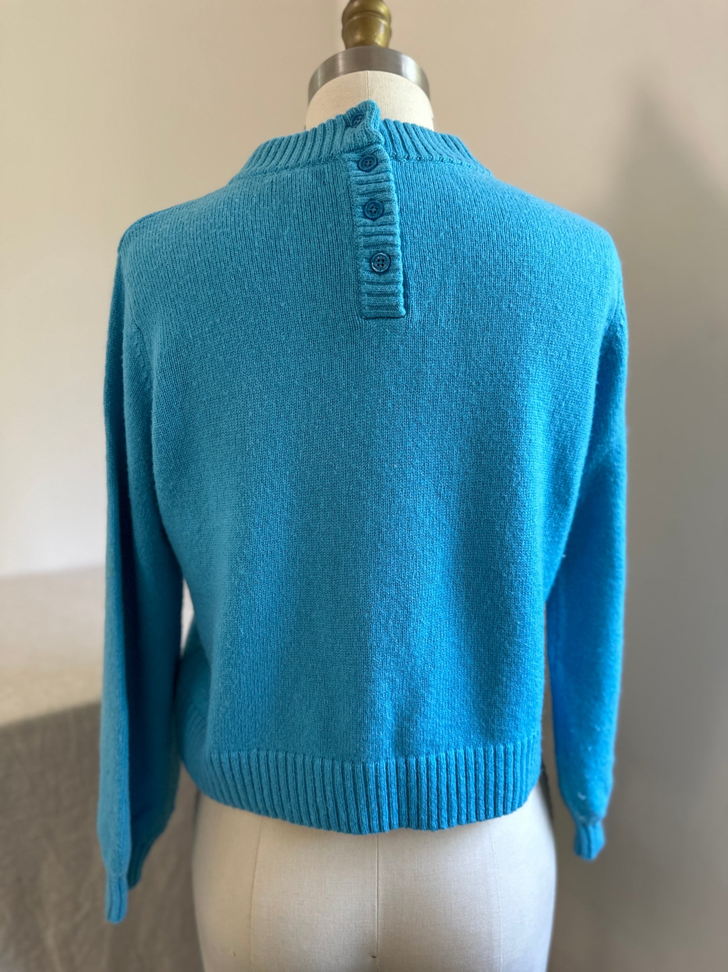 Thick Turquoise Cropped Mock Turtleneck