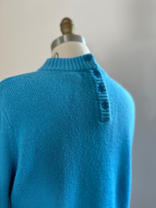 Thick Turquoise Cropped Mock Turtleneck