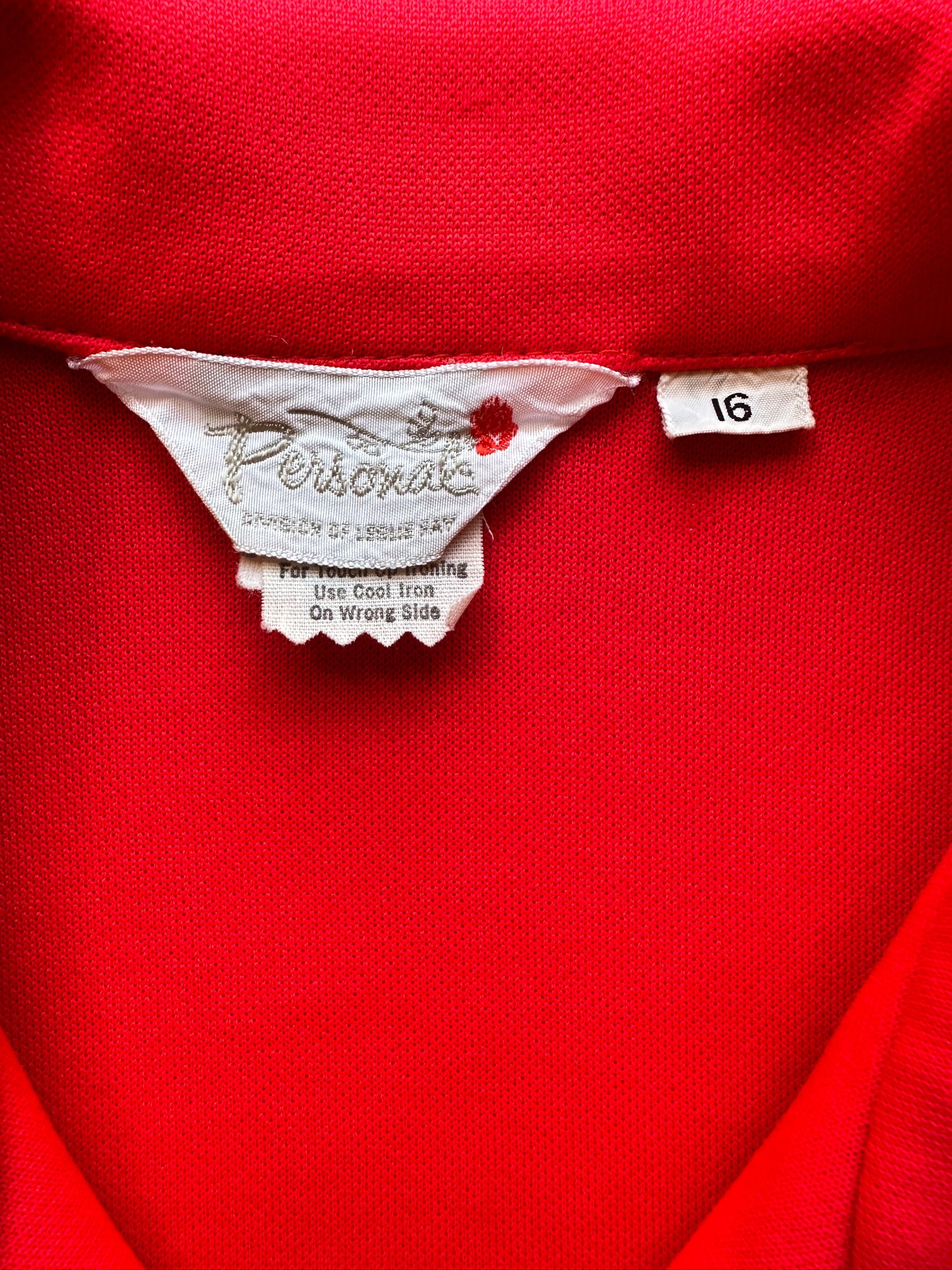 Personal Red Poly Short Sleeve Button Up with Epaulettes