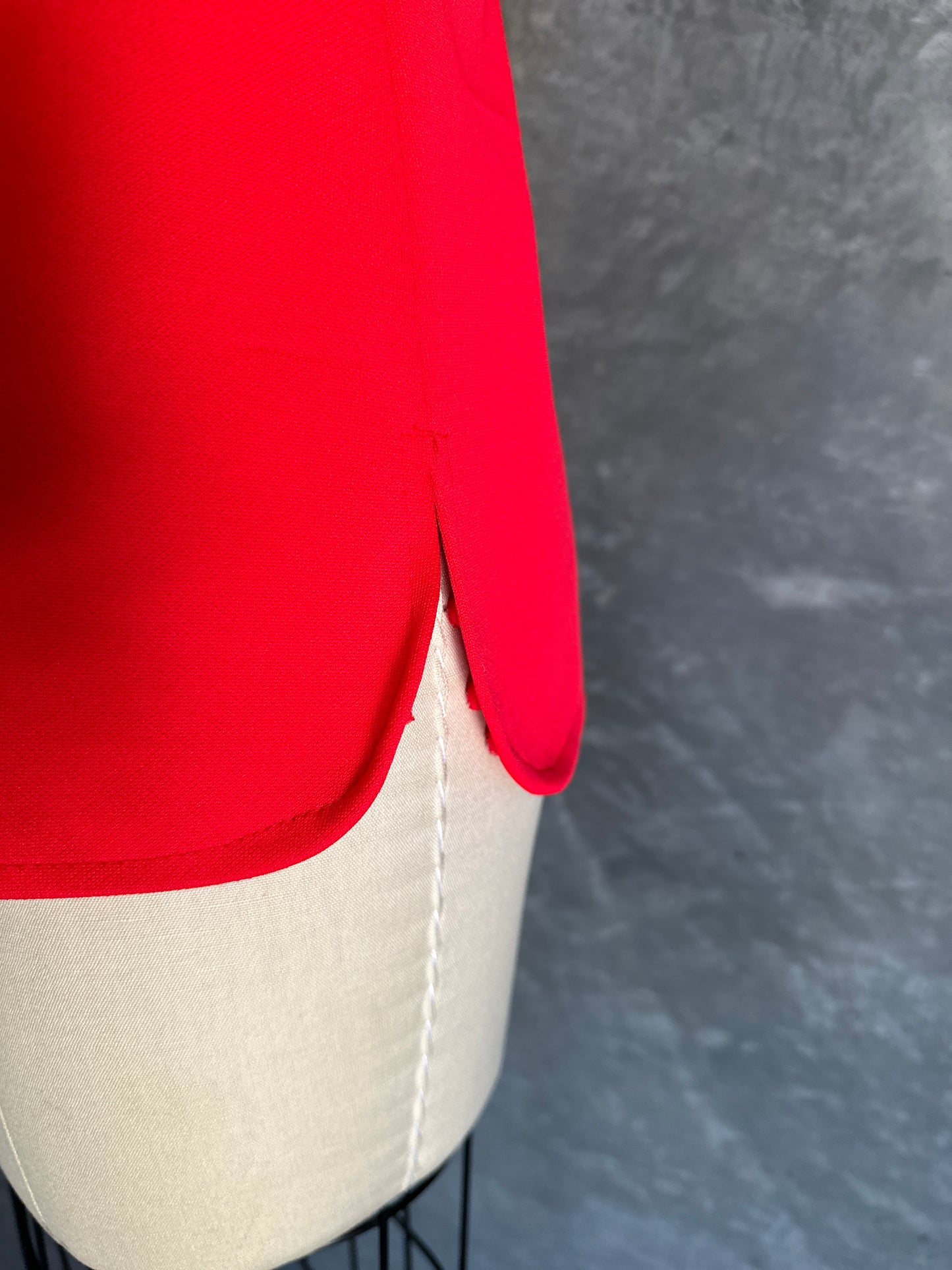 Personal Red Poly Short Sleeve Button Up with Epaulettes