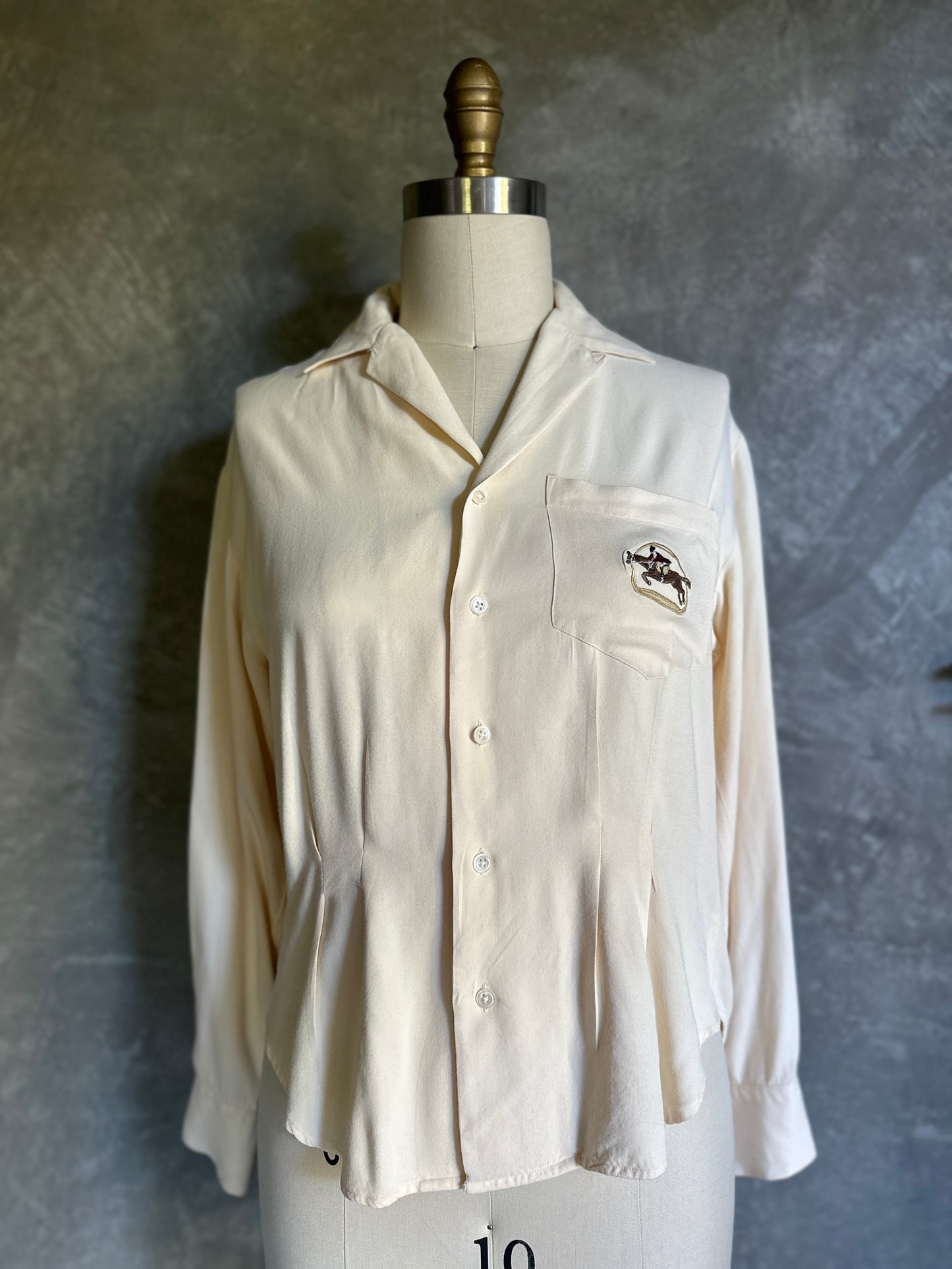 Ralph Lauren Cream Blouse with Horse Embroidery