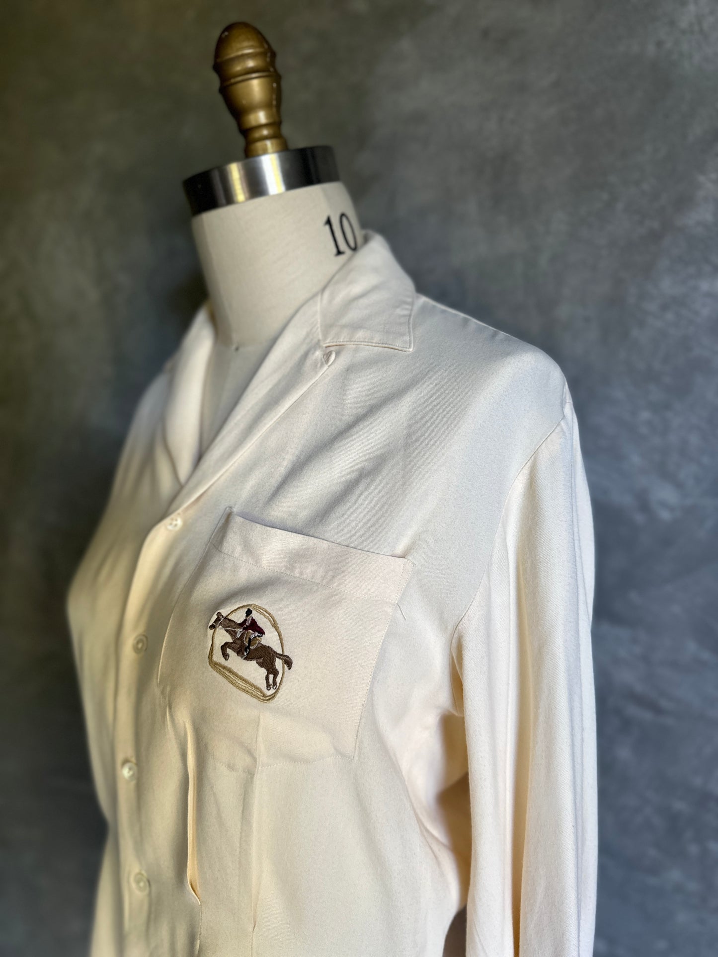 Ralph Lauren Cream Blouse with Horse Embroidery