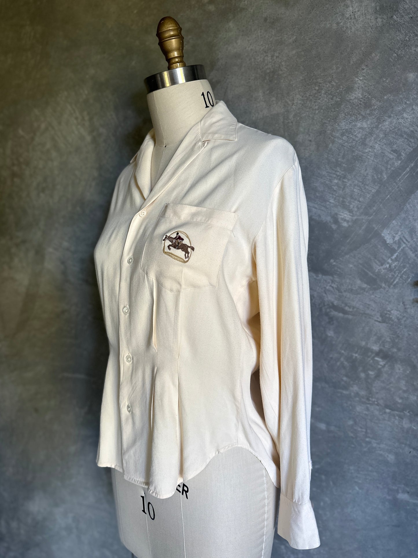 Ralph Lauren Cream Blouse with Horse Embroidery