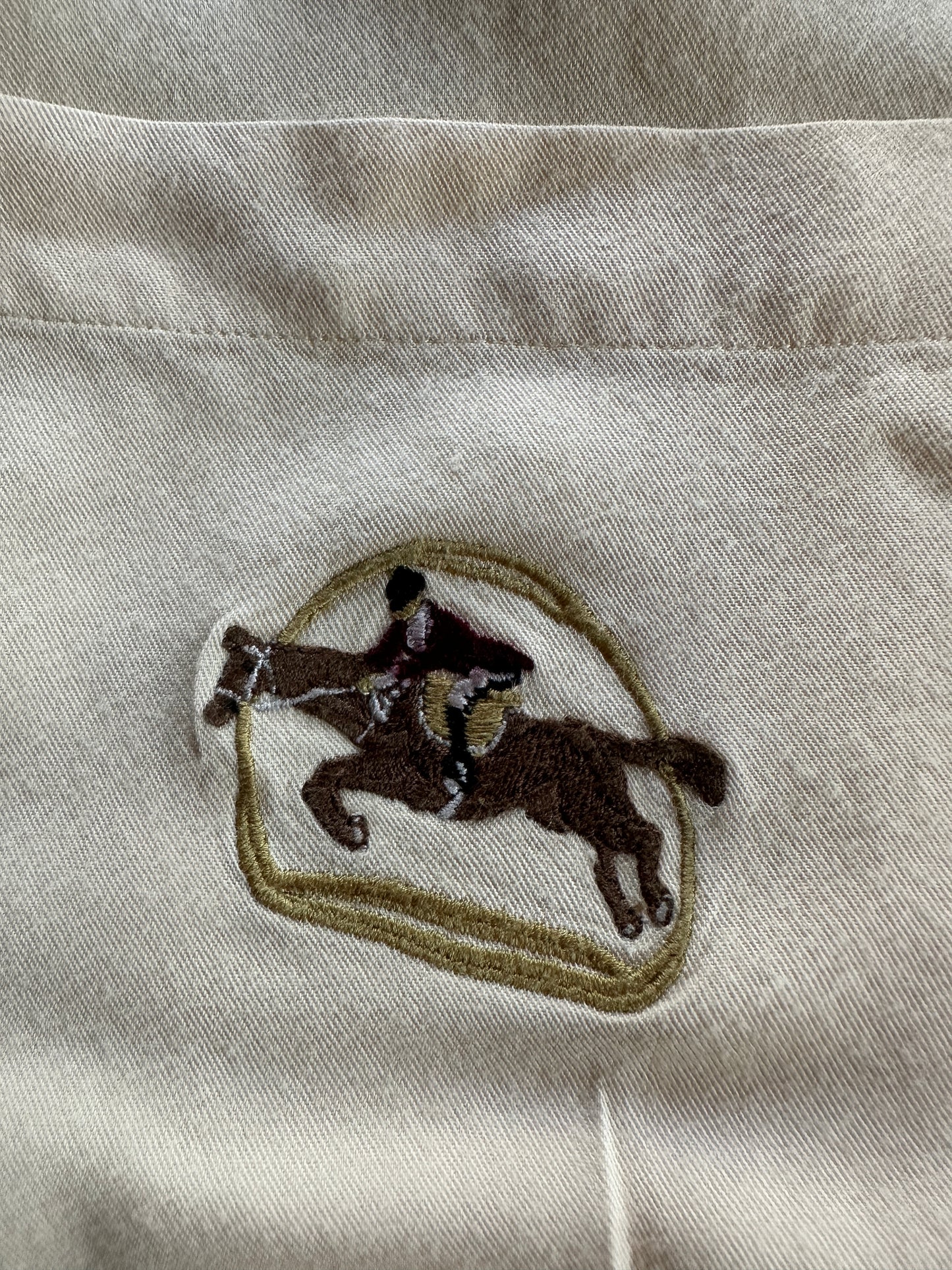 Ralph Lauren Cream Blouse with Horse Embroidery