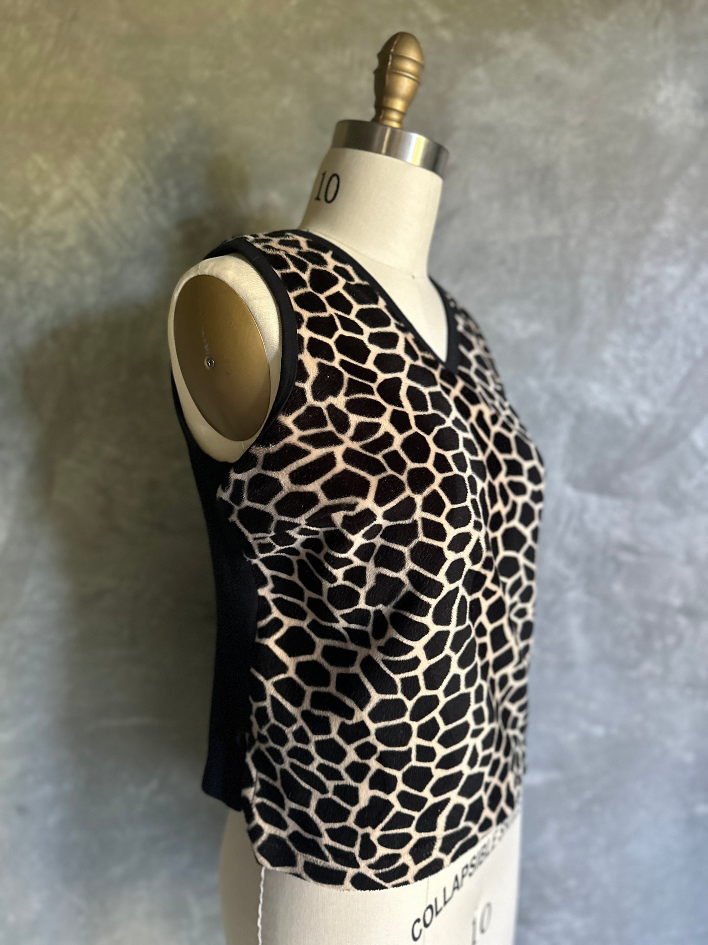 Giraffe Print Fleece Vest