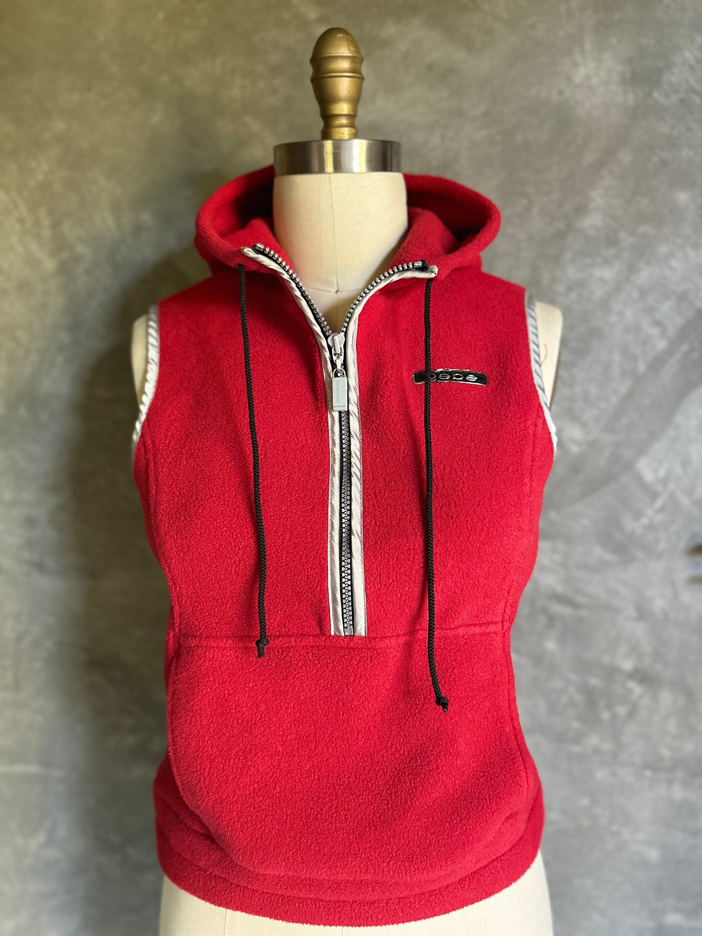 Red Bebe Zip Up Fleece Vest