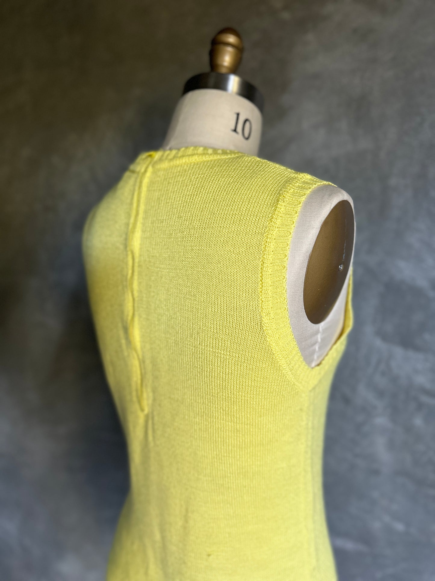 Lemon Yellow Knit Sleeveless Crewneck