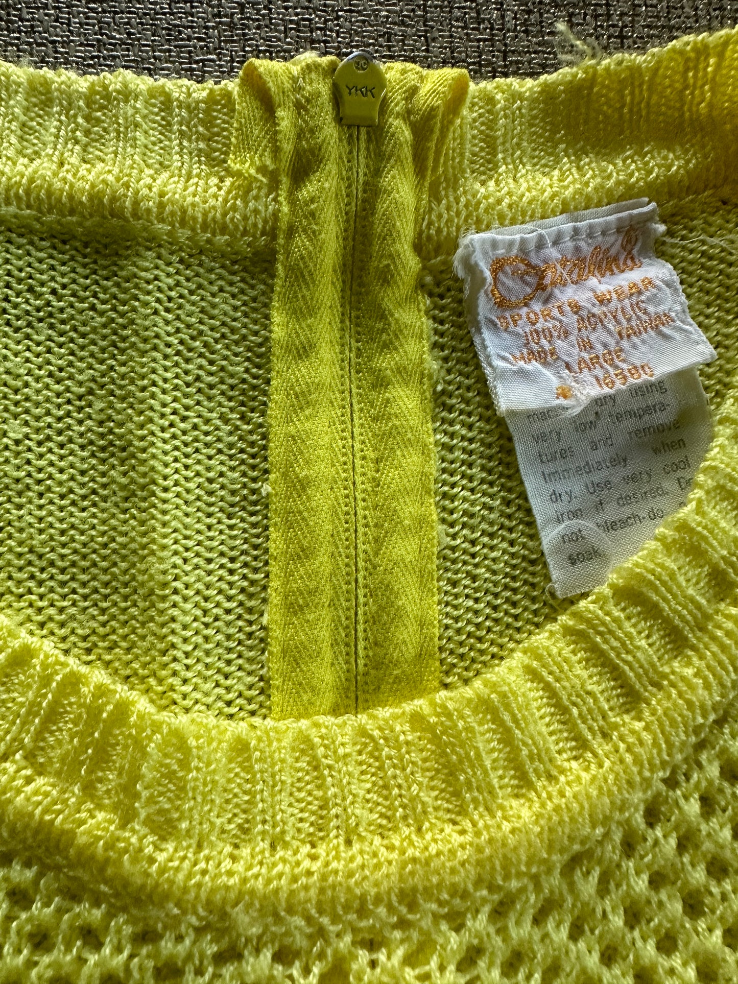 Lemon Yellow Knit Sleeveless Crewneck